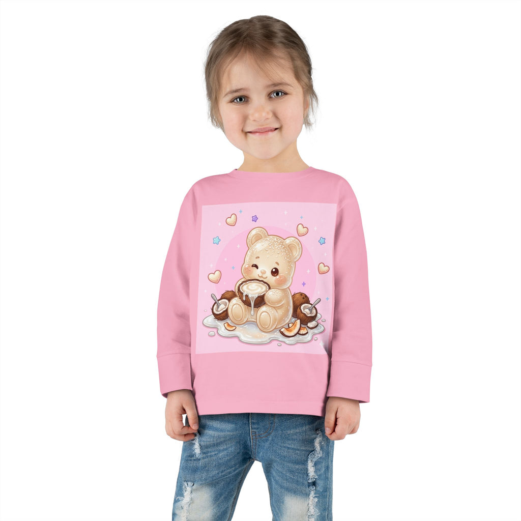 Coconut Milk, White Oozy Bear Gummy Friend- Kids Long Sleeve Shirt