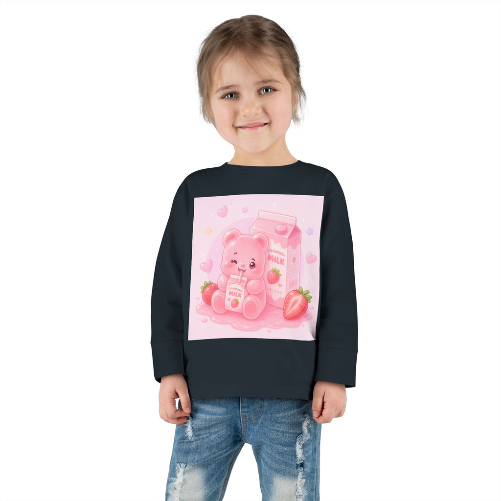 Strawberry Milk Oozy Bear Friend- Graphic Long Sleeve Shirt