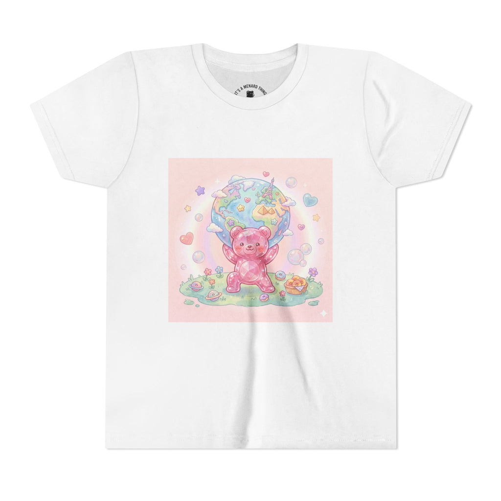 World Atlas, Weight of the Gummy World Pink Gooey Bear- Pastel Graphic Youth T-Shirt