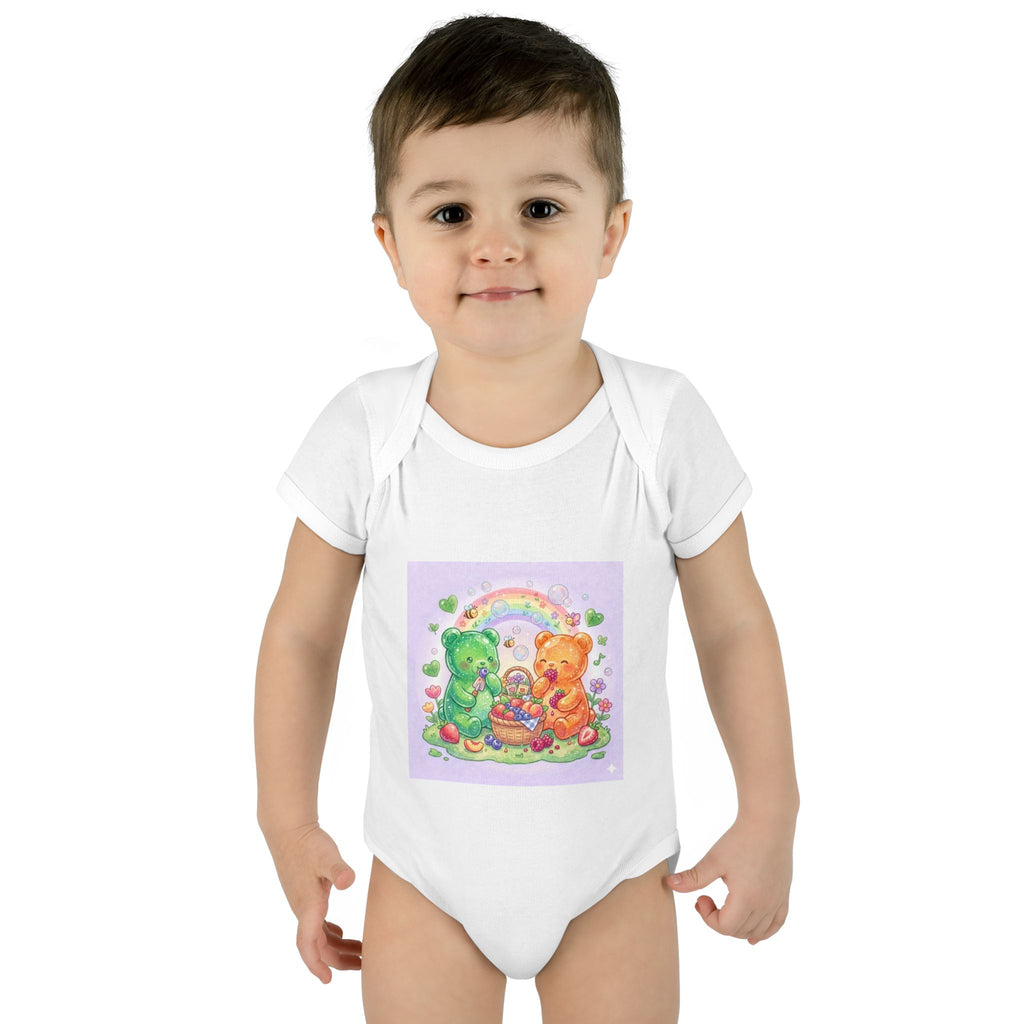 Fruit Garden Eating Gooey Gummy Bears Infant Bodysuit — Baby Shower Gift