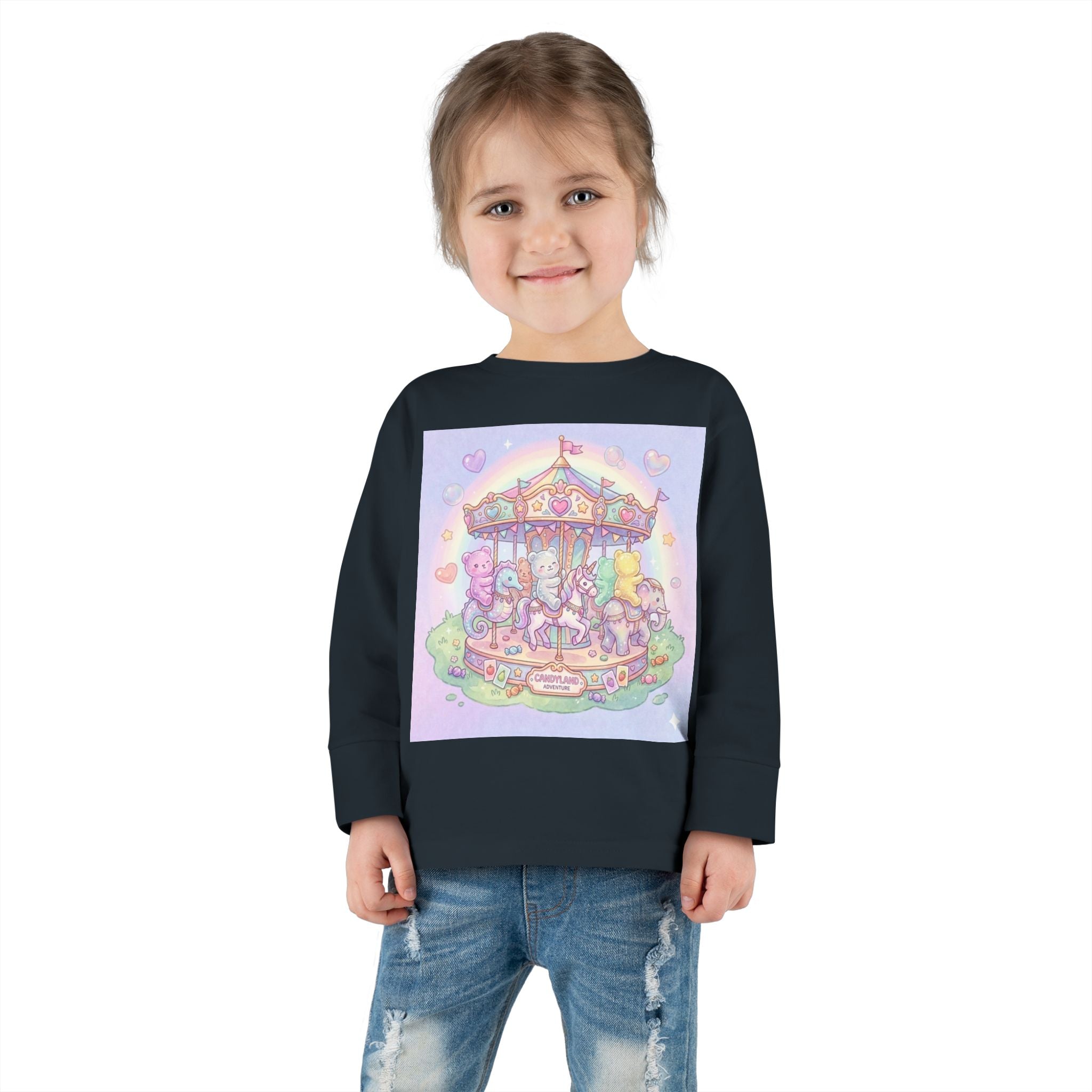 Pastel Carousel, Carnival Oozy Bear Gummy Friends- Graphic Long Sleeve Shirt