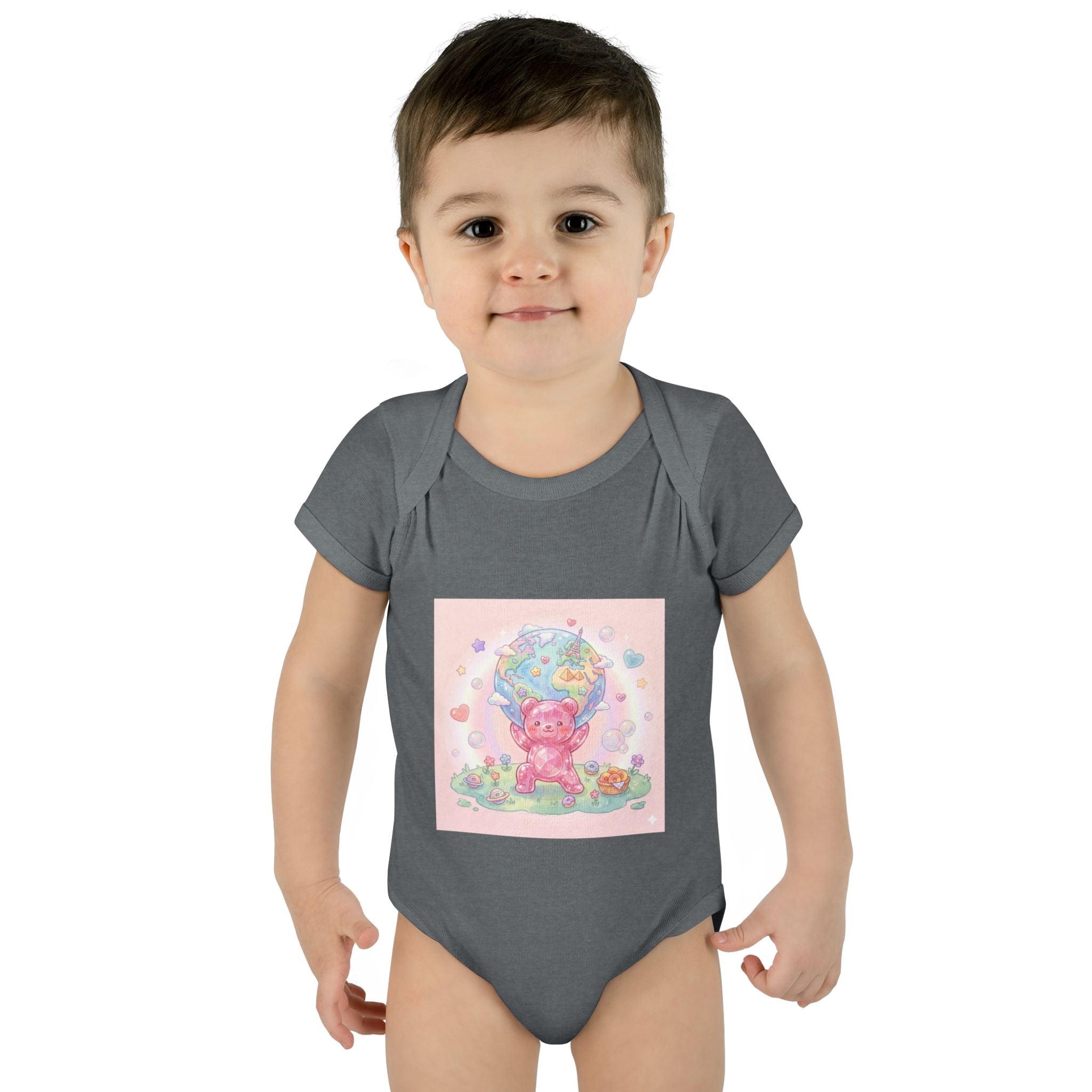 Infant Bodysuit — World Atlas Gummy bear Design