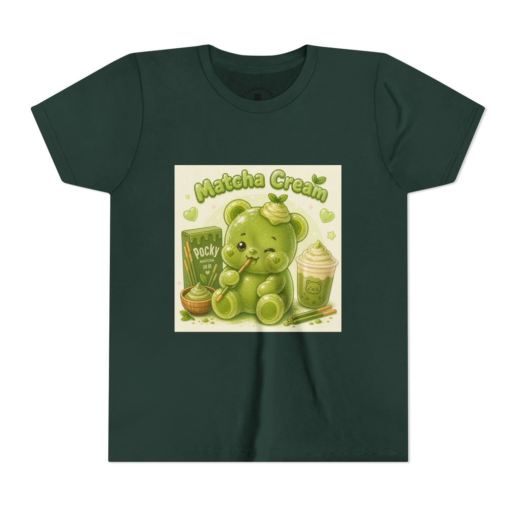 Matcha Cream Gooey Gummy Bear Youth Tee —Pocky & Dessert Graphic