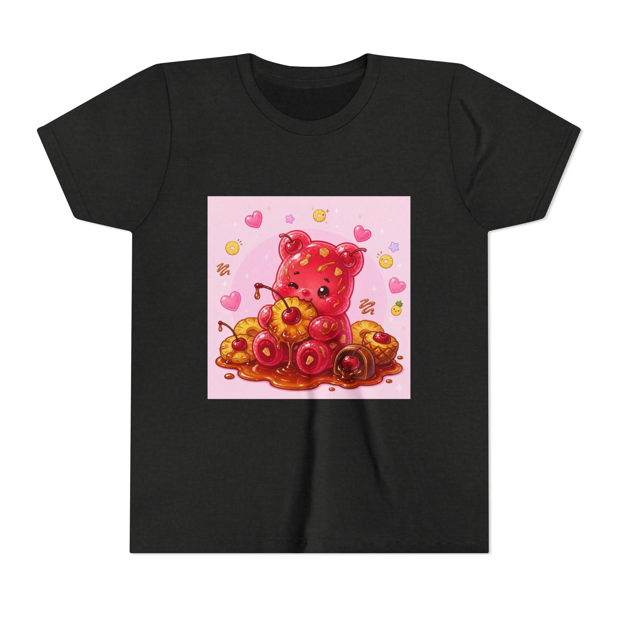 Cherry & Pineapple Gooey Gummy Bear Heart Graphic Youth T-Shirt