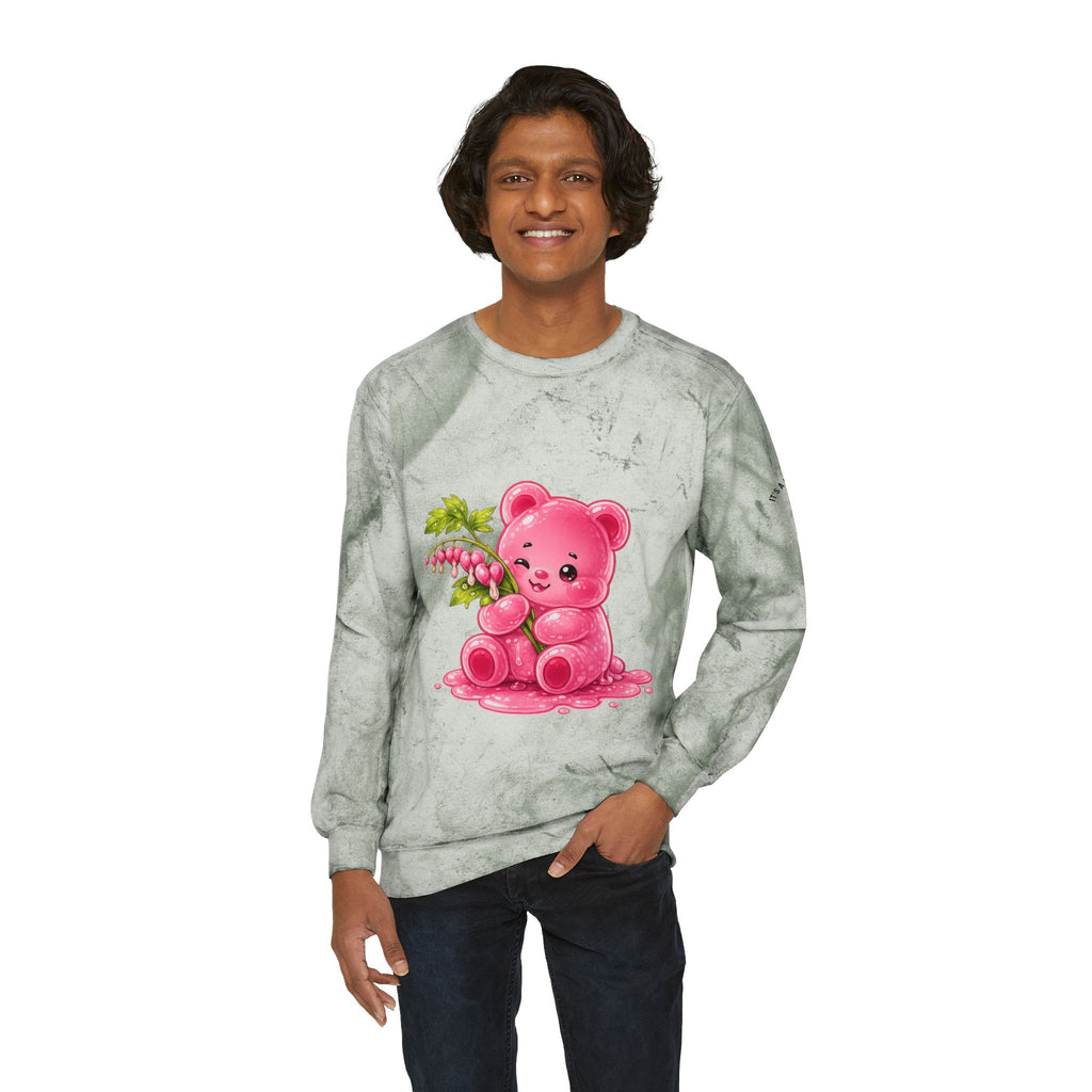 Fresh Bleeding Hearts, Pink Gooey Gummy Bear Friend-Tie-Dye Graphic Sweatshirt