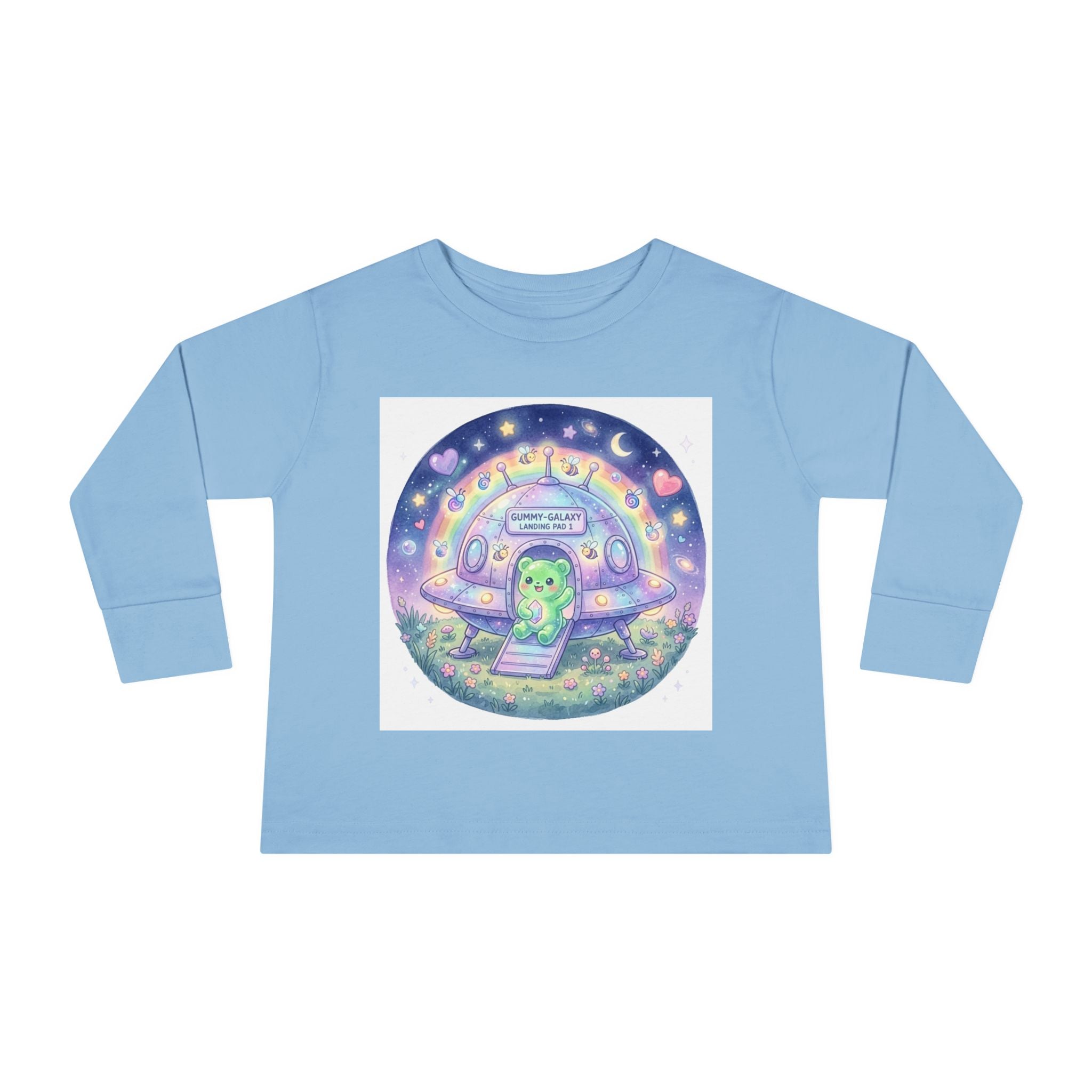Cute Alien UFO Nightscape Oozy Bear Special- Graphic Long Sleeve Shirt