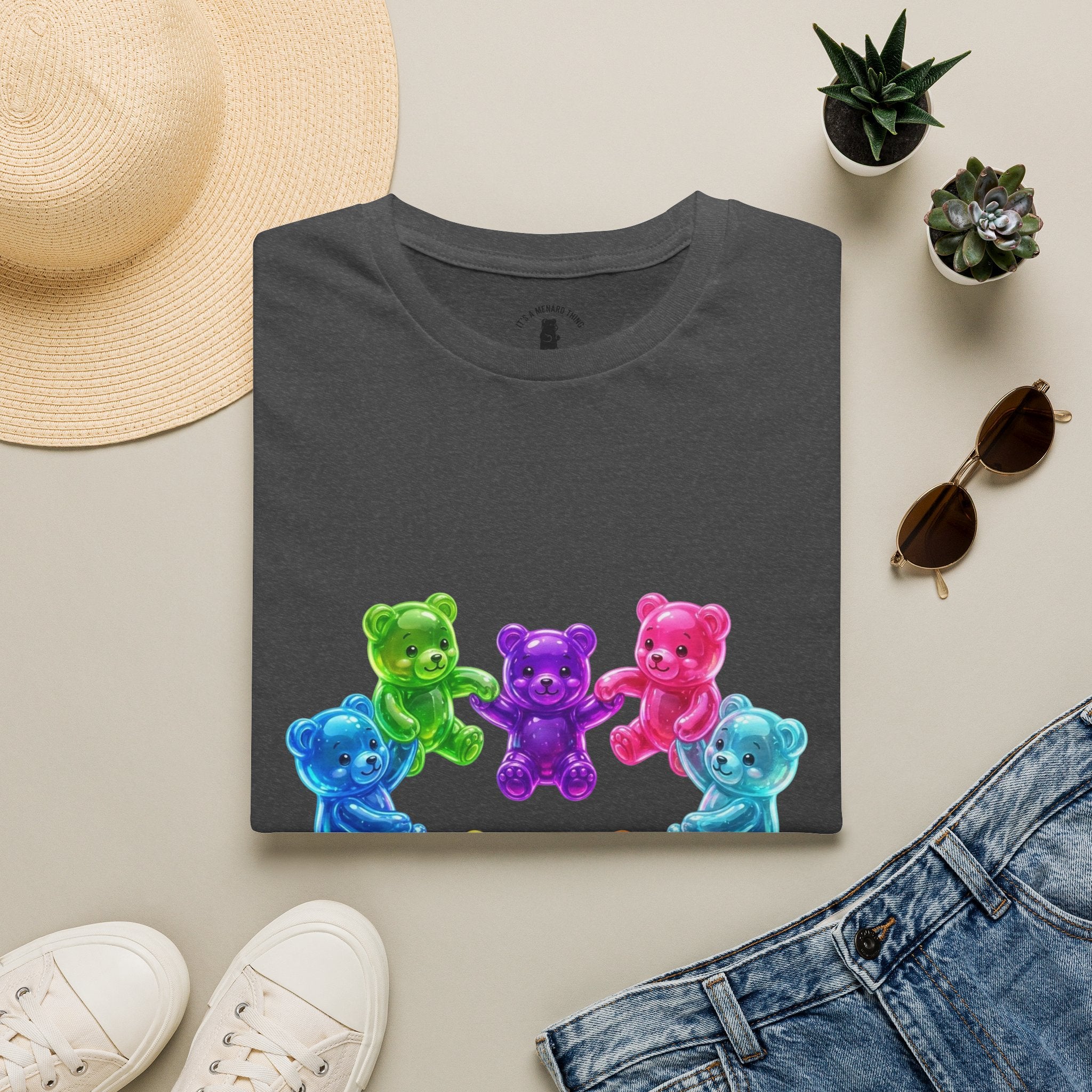 Holding Hands Into Heart Oozy Bear Gummy Friends- Graphic Shirt