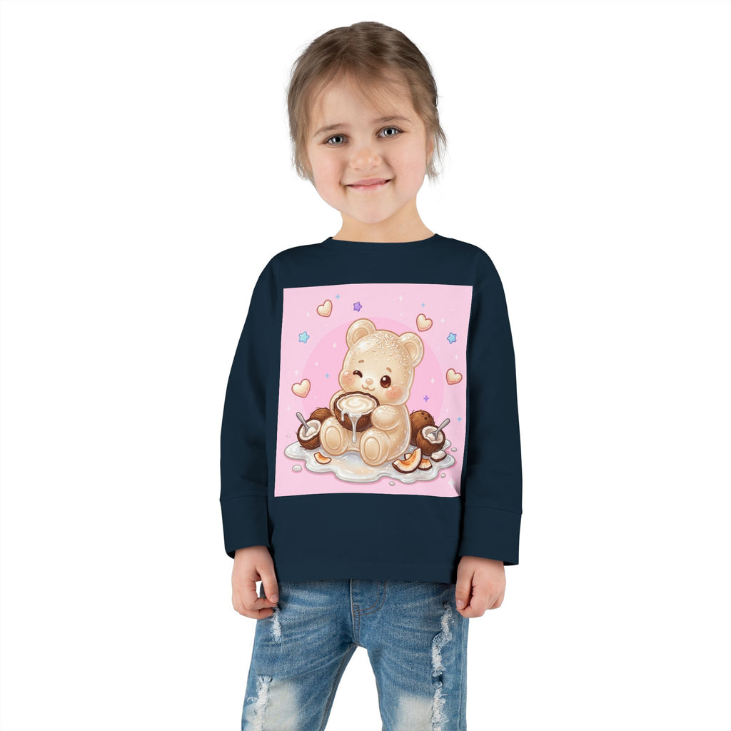 Coconut Milk, White Oozy Bear Gummy Friend- Kids Long Sleeve Shirt
