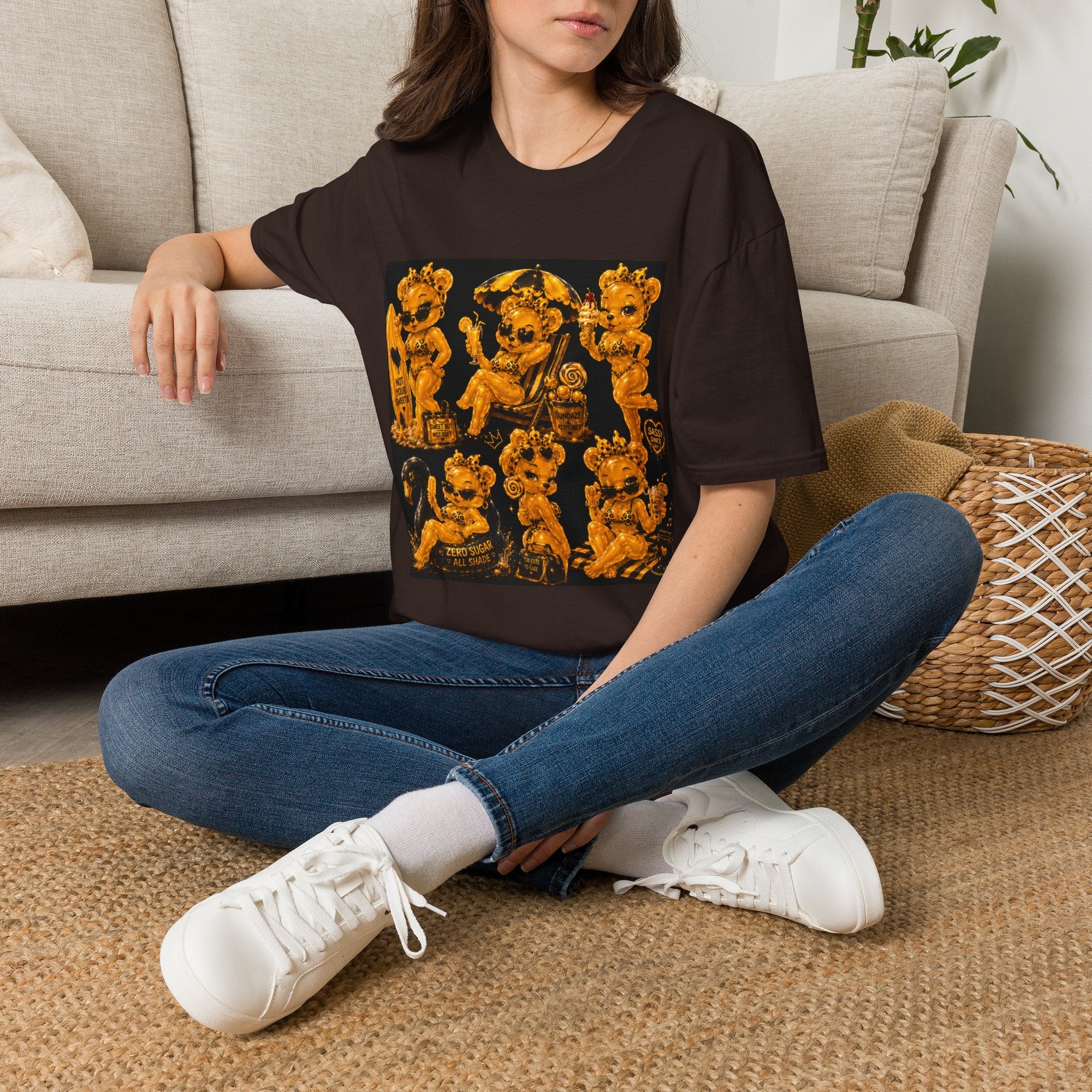 Vintage Style Oozy Bear Beach Babe Pin Up- Adult Graphic Shirt (18+)