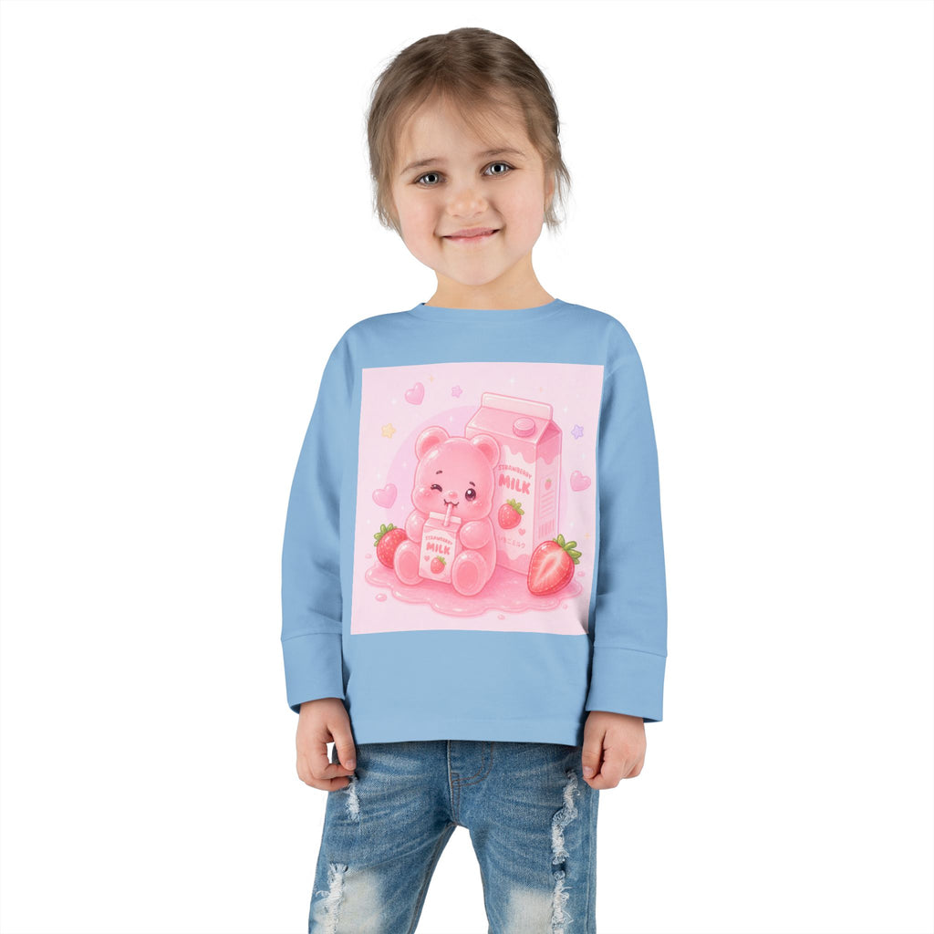 Strawberry Milk Oozy Bear Friend- Graphic Long Sleeve Shirt
