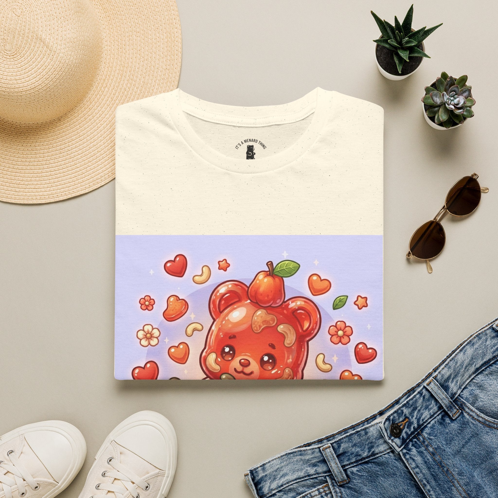 Scrumptious Cashew Apple, Oozy Gummy Bear Friend — Kawaii Graphic Shirt