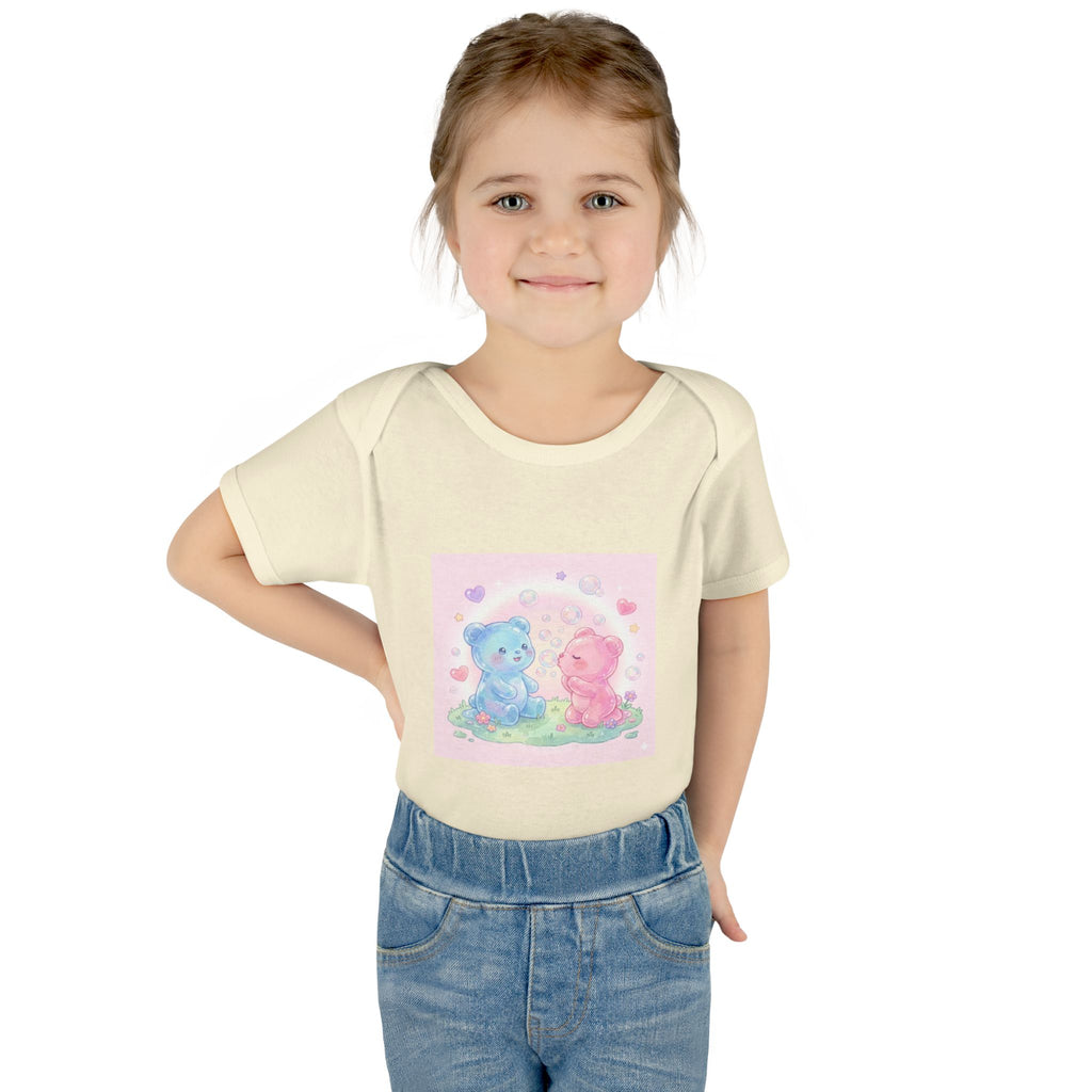 Baby Bodysuit — Pastel Blue & Pink Gooey Gummy Bears Cute Newborn Onesie