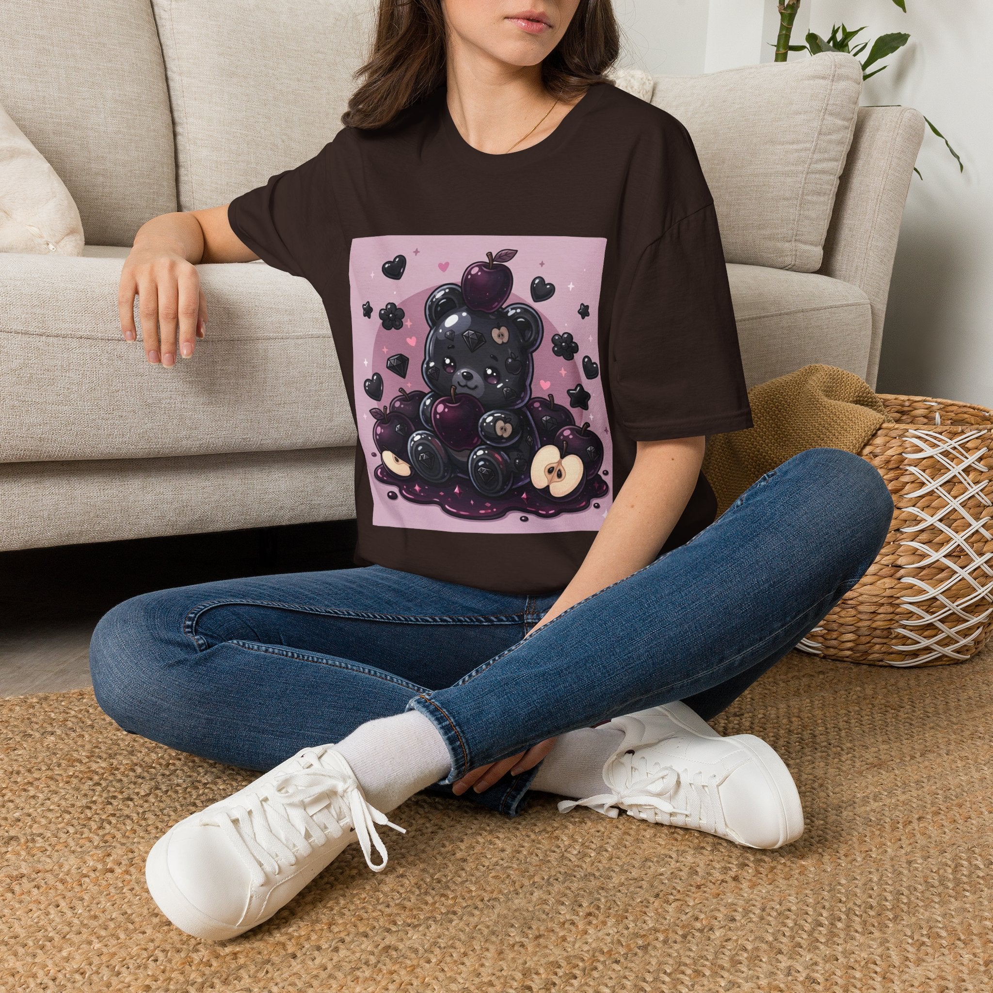 Black Diamond Special Exotic Apple Oozy Bear Friend — Cute Fruit Bear Graphic Tee