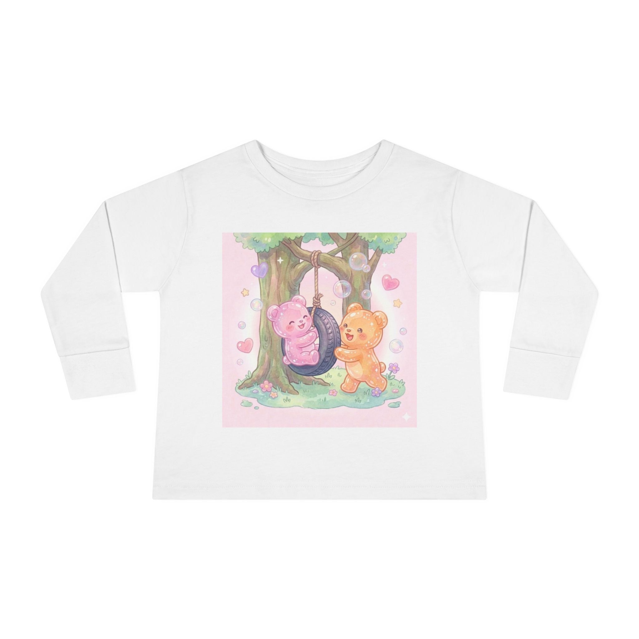Playing On a Tire Swing, Oozy Bear Gummy Friend Duo- Graphic Long Sleeve Shirt