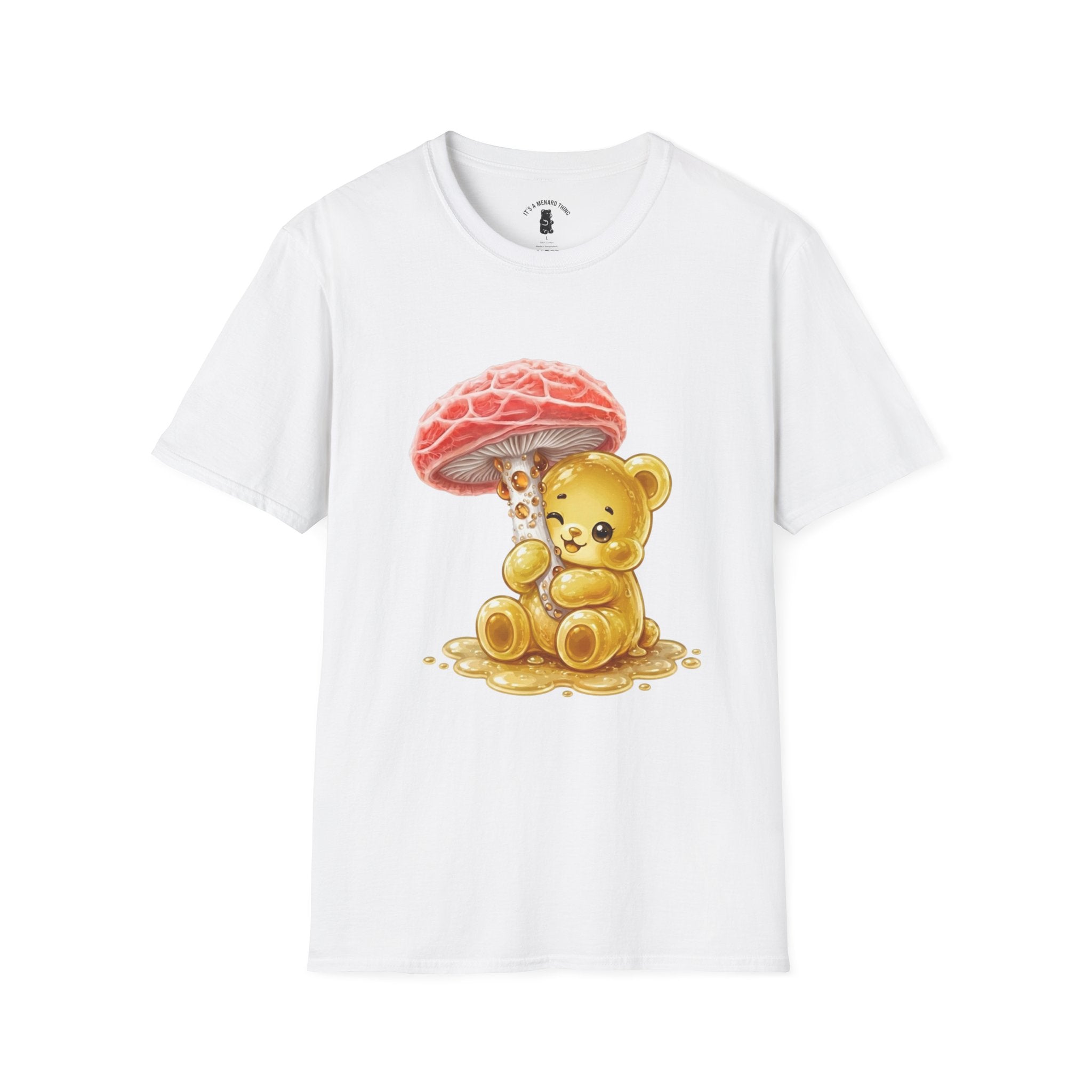 Sticky Strange Orange Mushroom, Yellow Oozy Bear Gummy- Graphic shirt