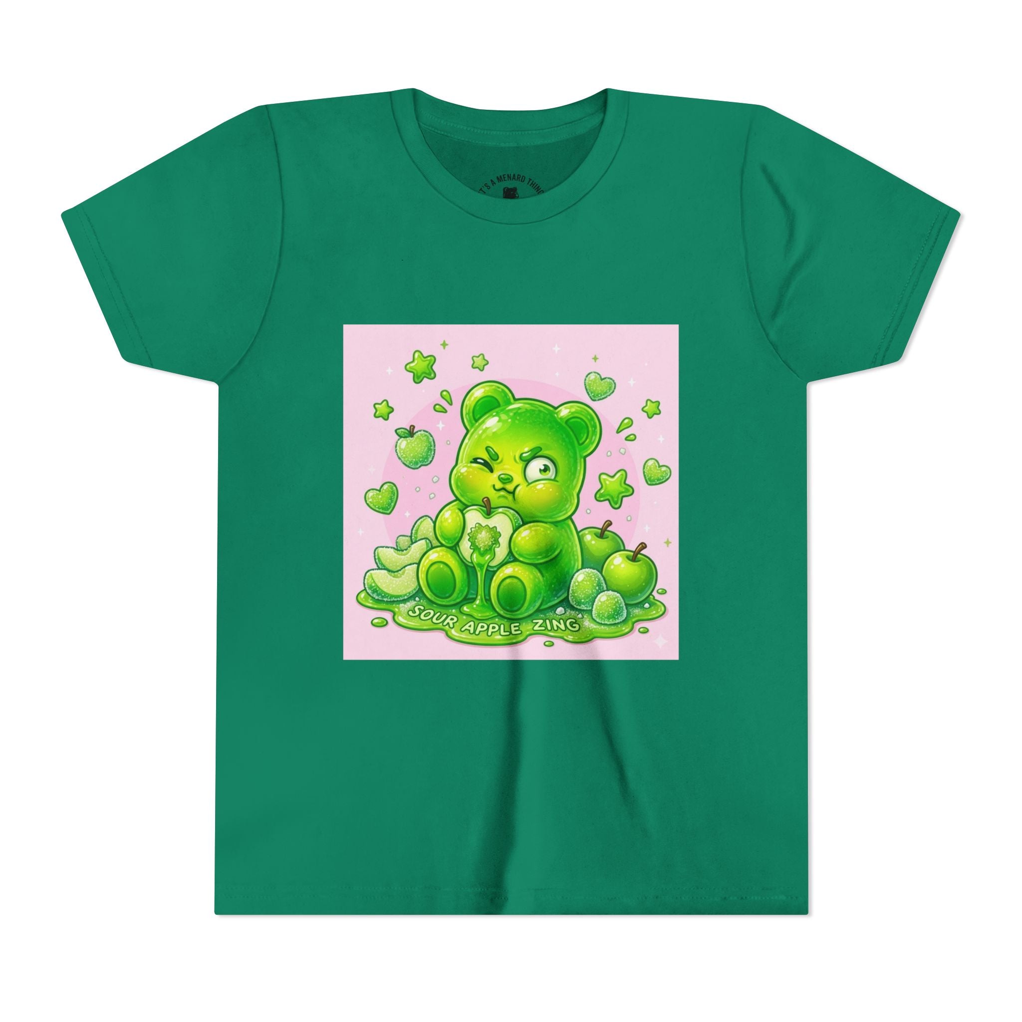 Neon Green Sour Apple Gooey Gummy Bear Graphic Youth Shirt