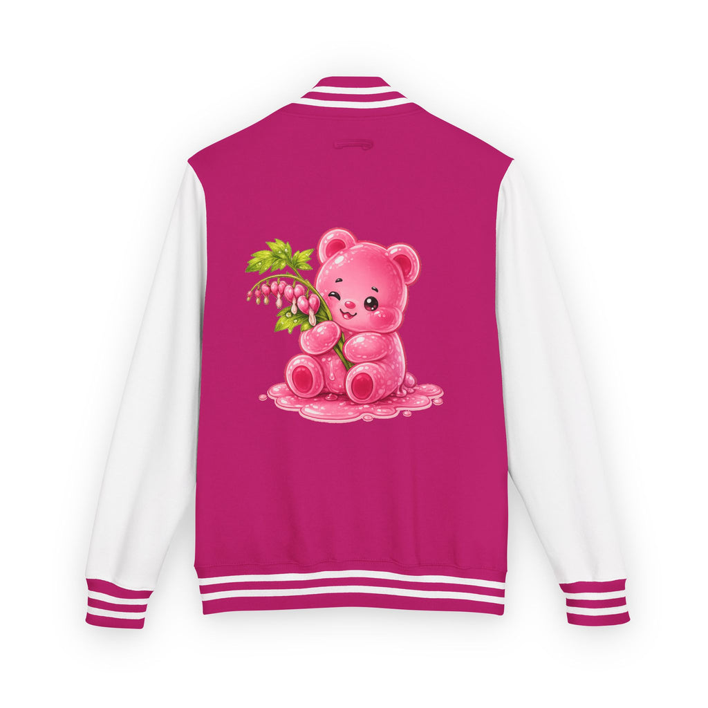 Bleeding Hearts, Pink Gooey Gummy Bear Friend  — Retro Varsity Coat
