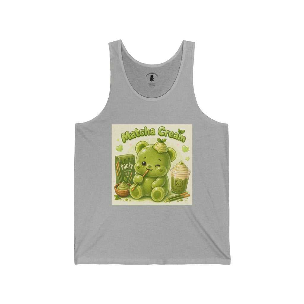 Matcha Cream Latte & Pocky Stick snack Green Gooey Gummy Bear — Kawaii Graphic Tank Top