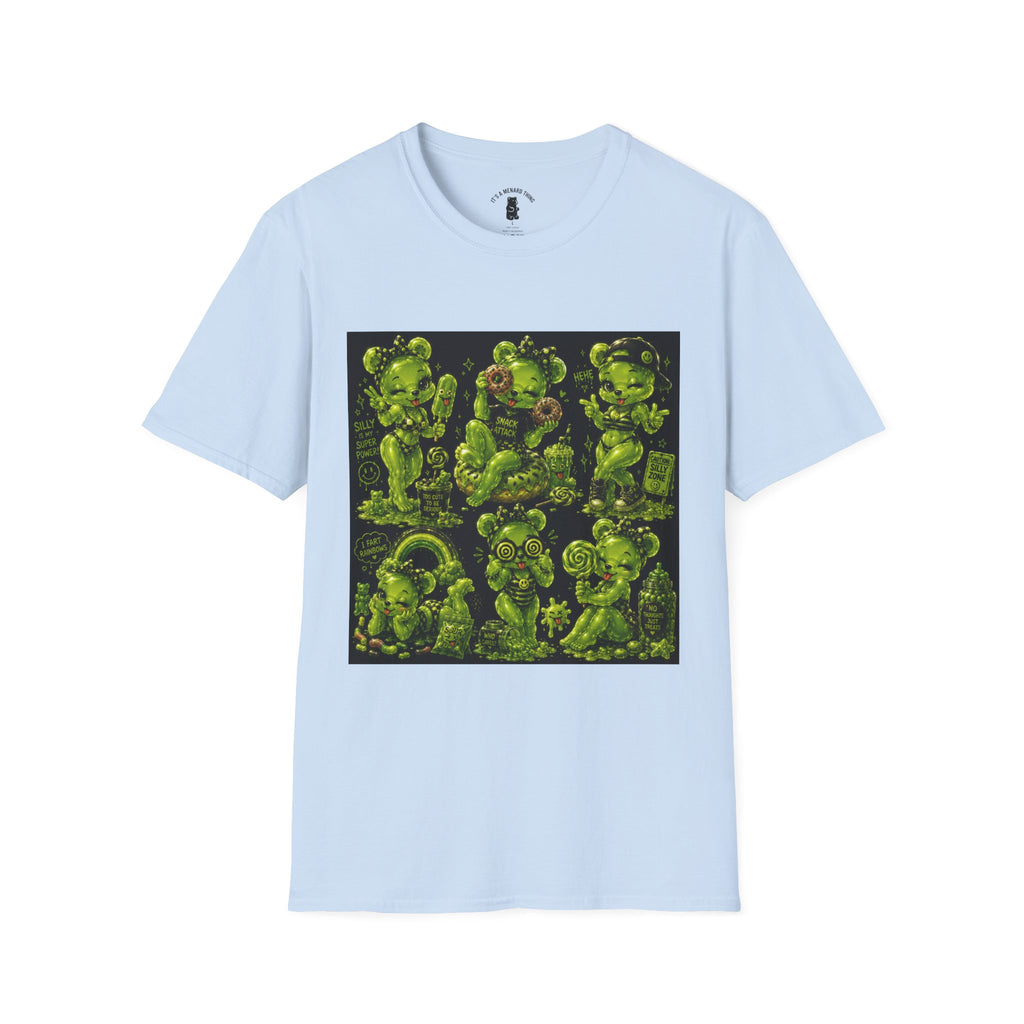 Lime Green Retro Oozy Bear Babe, Beach Pin Up- Adult Graphic Shirt (18+)