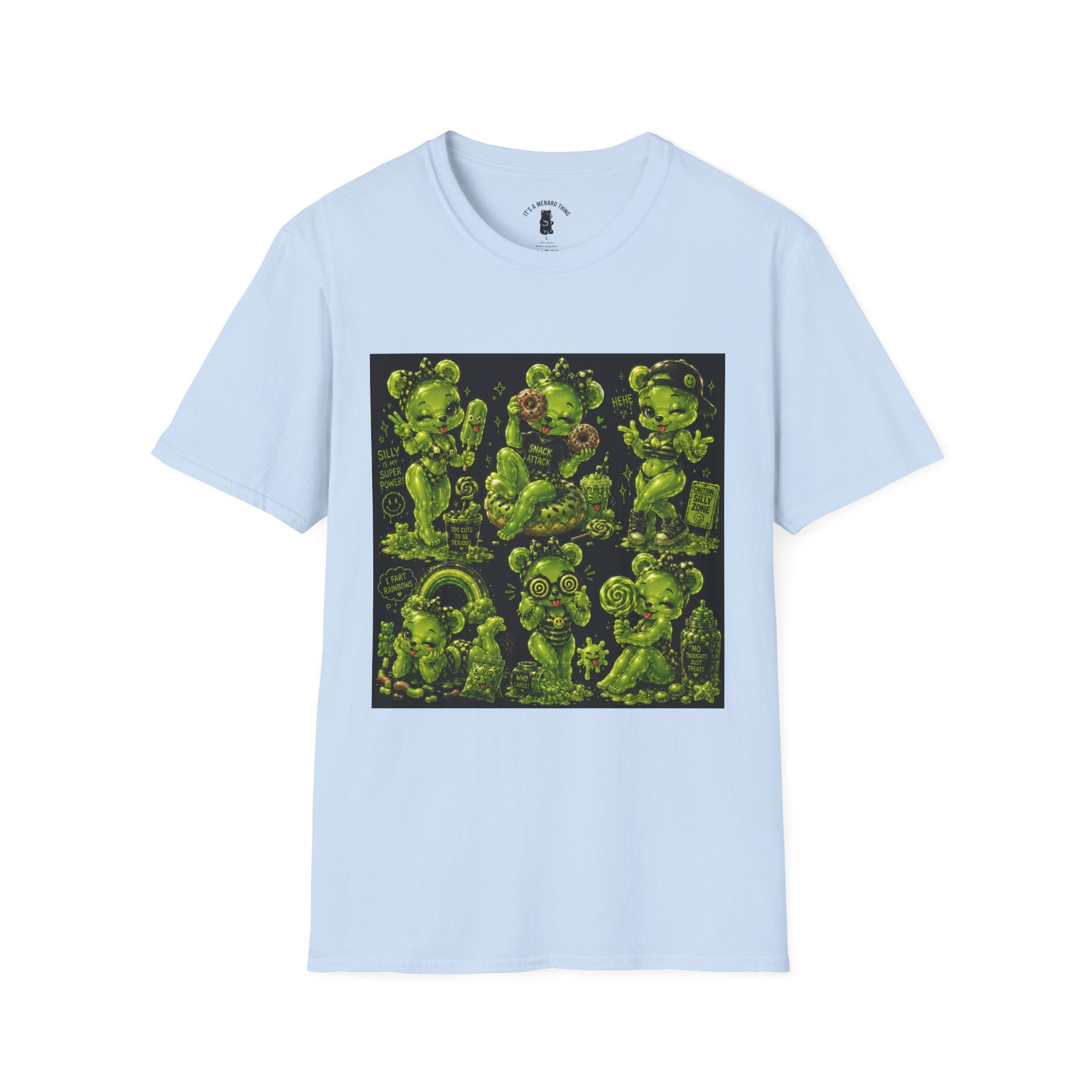 Lime Green Retro Oozy Bear Babe, Beach Pin Up- Adult Graphic Shirt (18+)