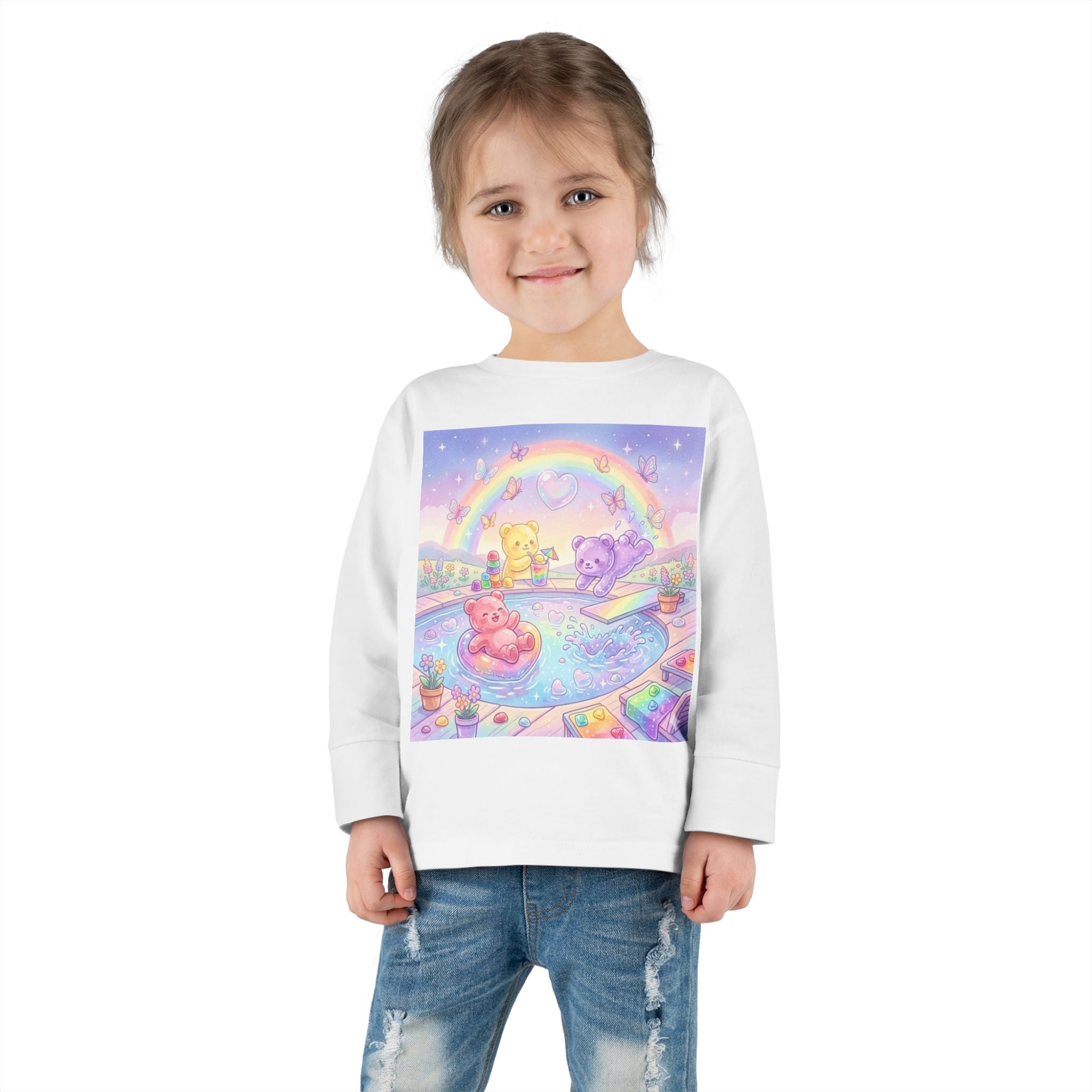 Pool Party, Swim Time Oozy Bear Summer Friends Group- Graphic Long Sleeve Shirt