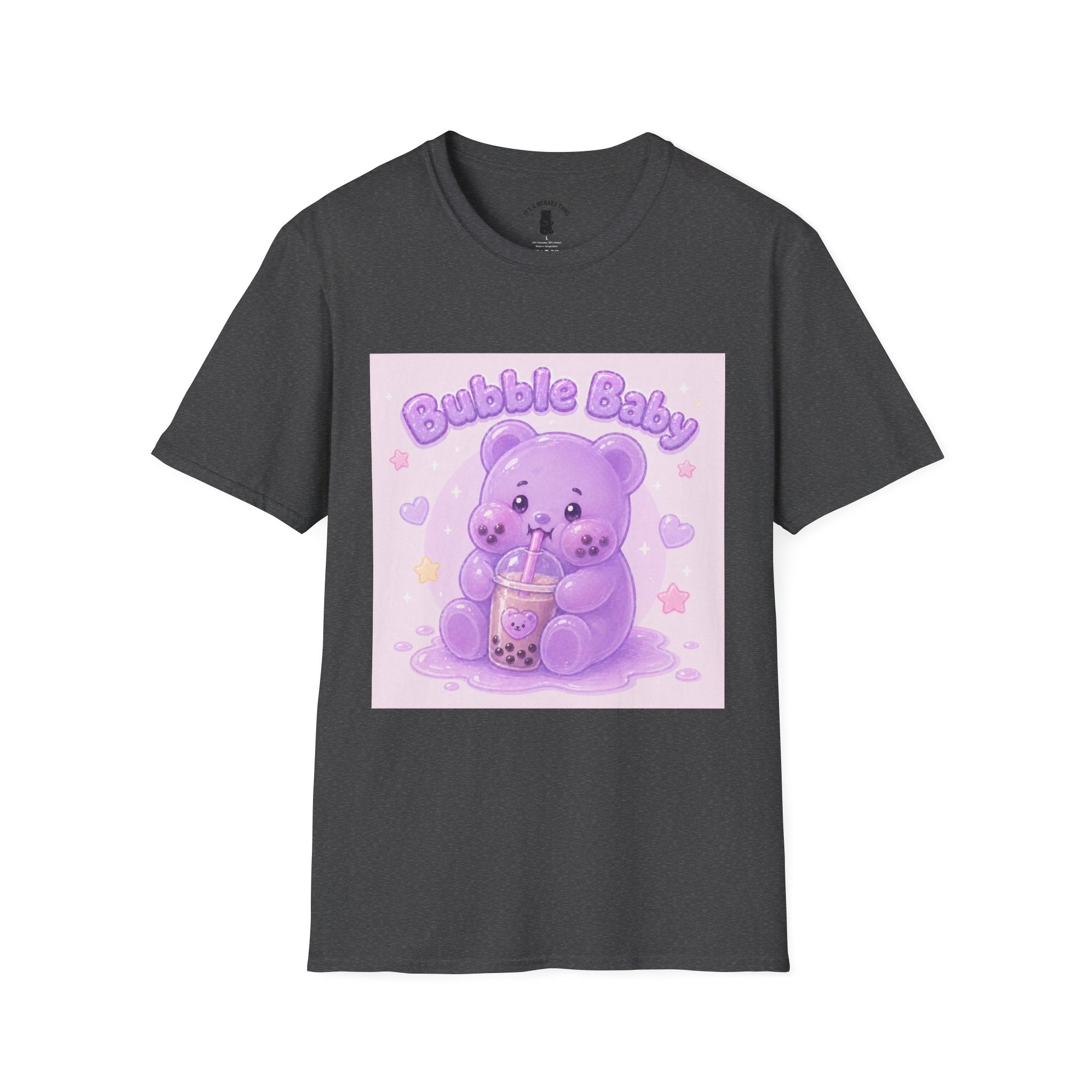"Bubble Baby" Purple Gooey Gummy Bear — Cute Purple Boba Tea Graphic Tee