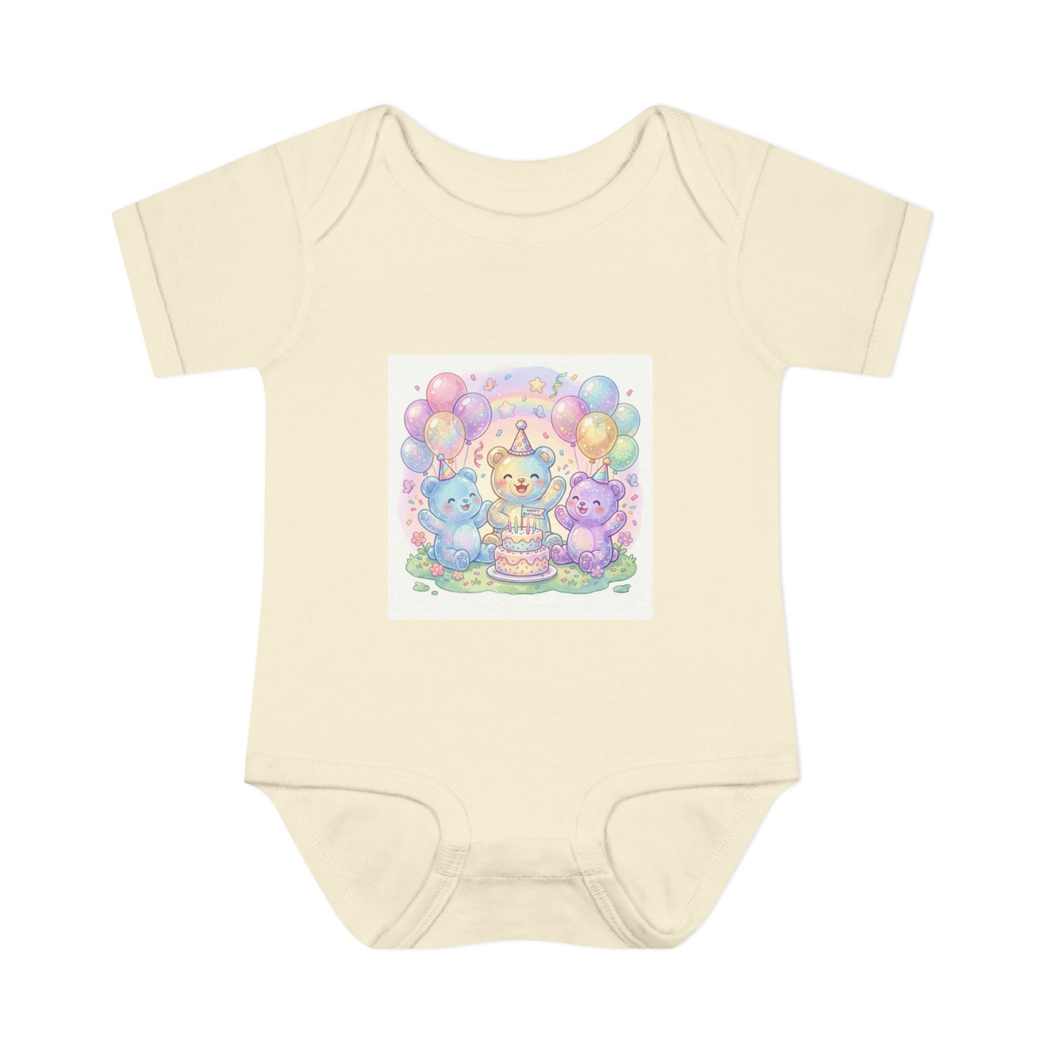 Birthday Gooey Bears, Cake & Balloons Infant Onesie