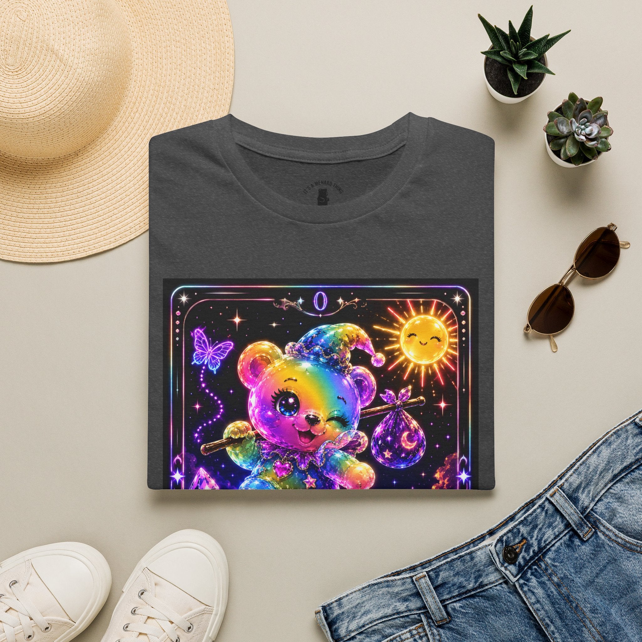The Fool Tarot Colorful Rainbow Oozy Bear Friend- Cute Graphic Shirt