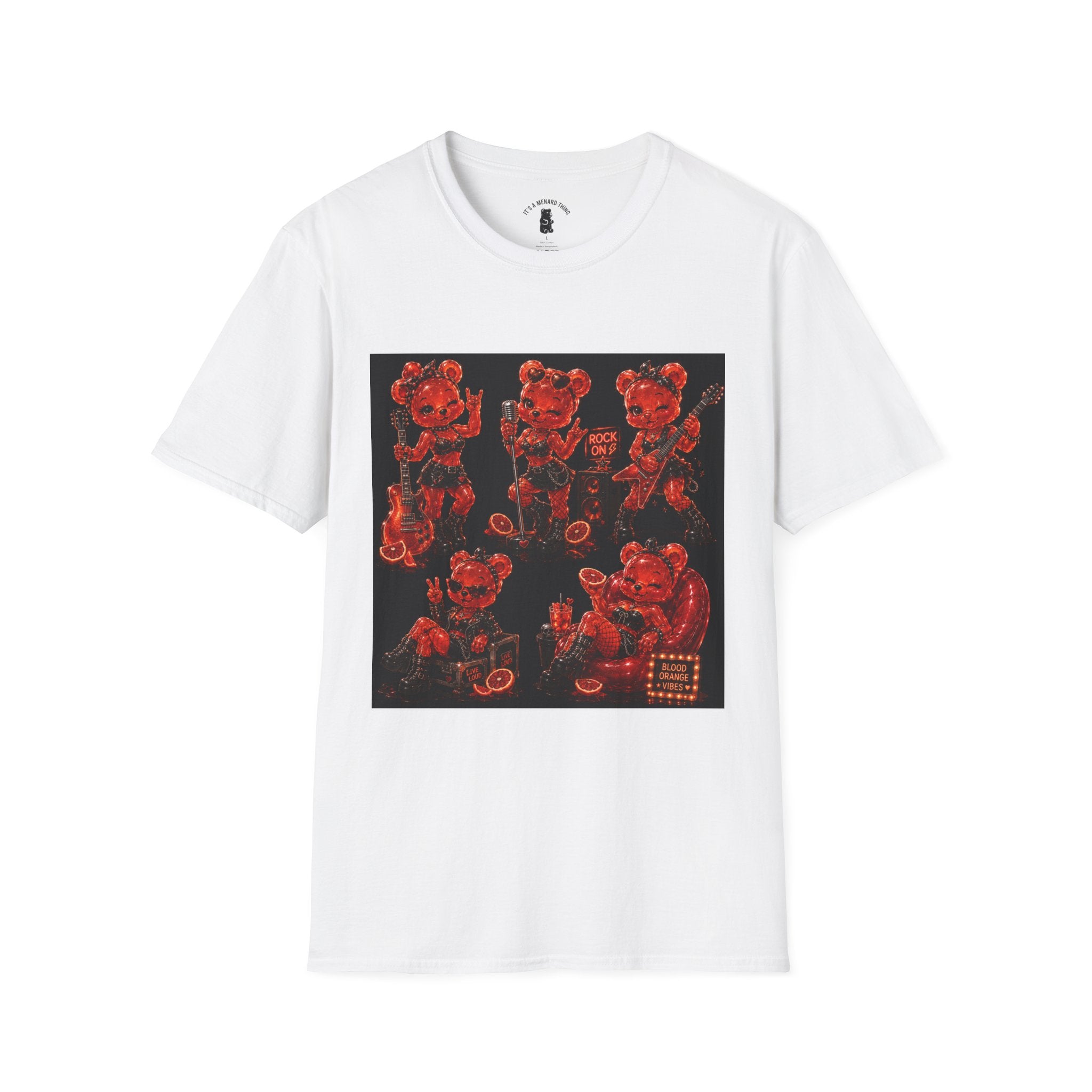 Rocking Blood Orange Grunge Oozy Bear Rocker Babe, Pin Up- Adult Graphic Shirt (18+)
