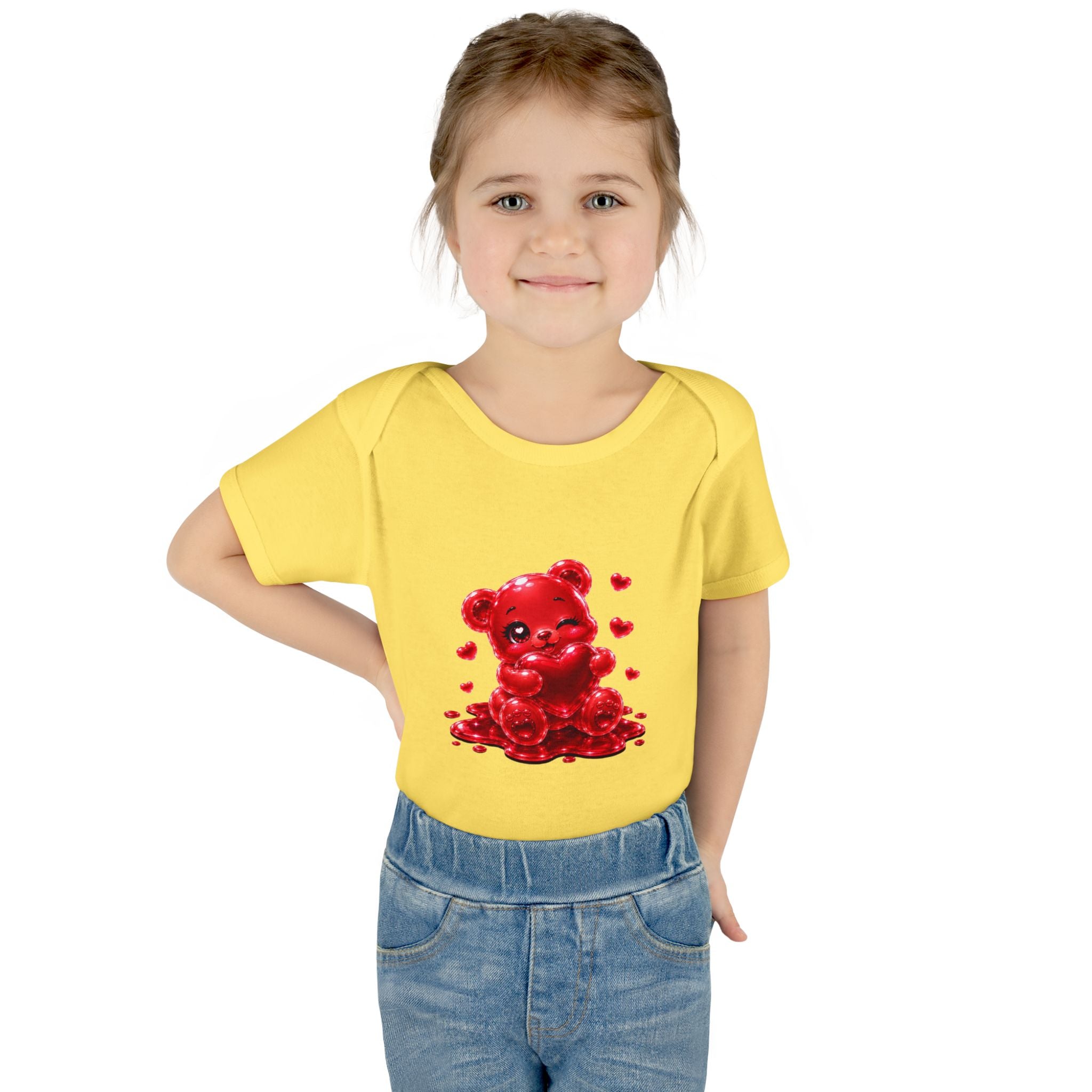 Special Red Heart Oozy Bear Baby Gummy Cutie Addition- Graphic Onesie