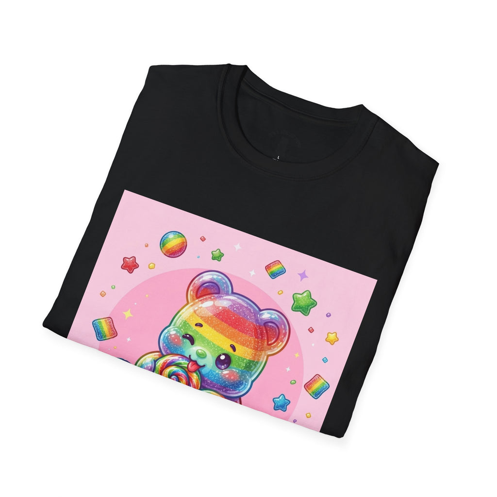 Rainbow Stripe Lollipop Gooey Gummy Bear T-Shirt — Cute Graphic Tee