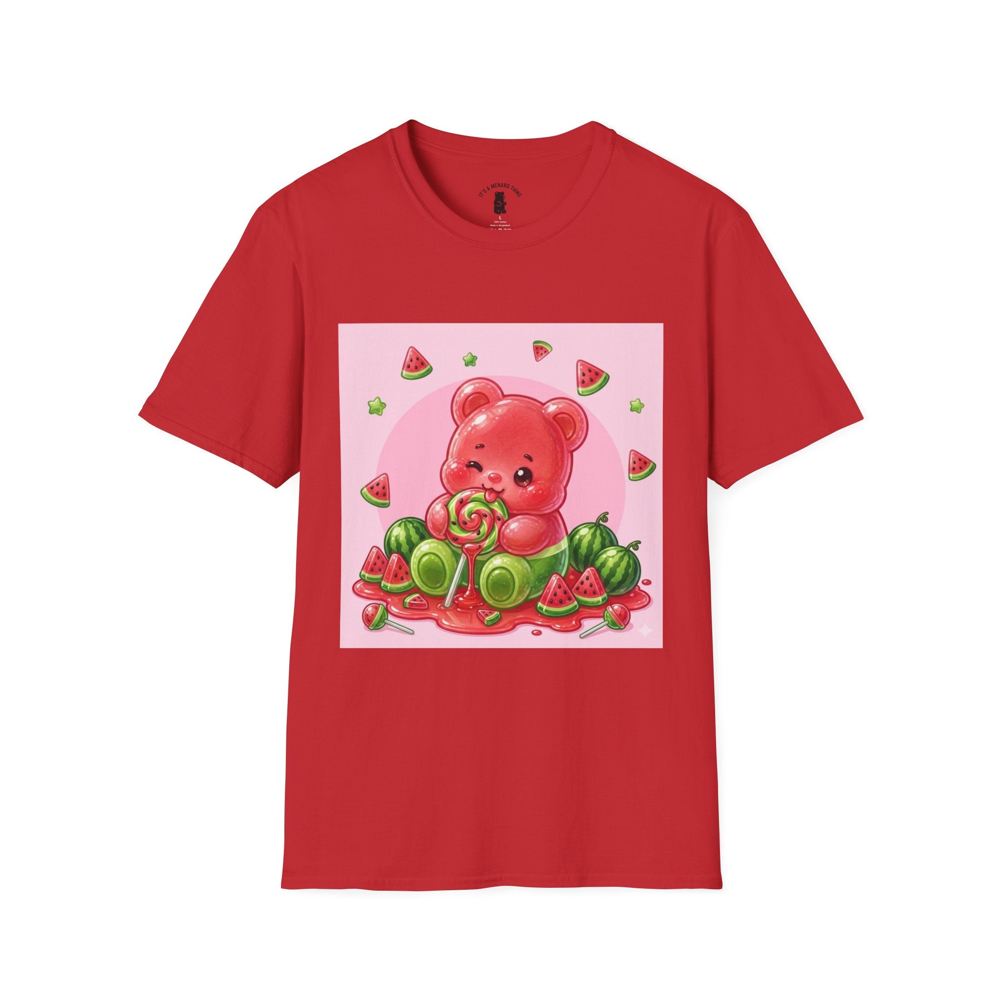 Watermelon Lollipop Gooey Gummy Bear T-Shirt — Kawaii Fruit Graphic Tee