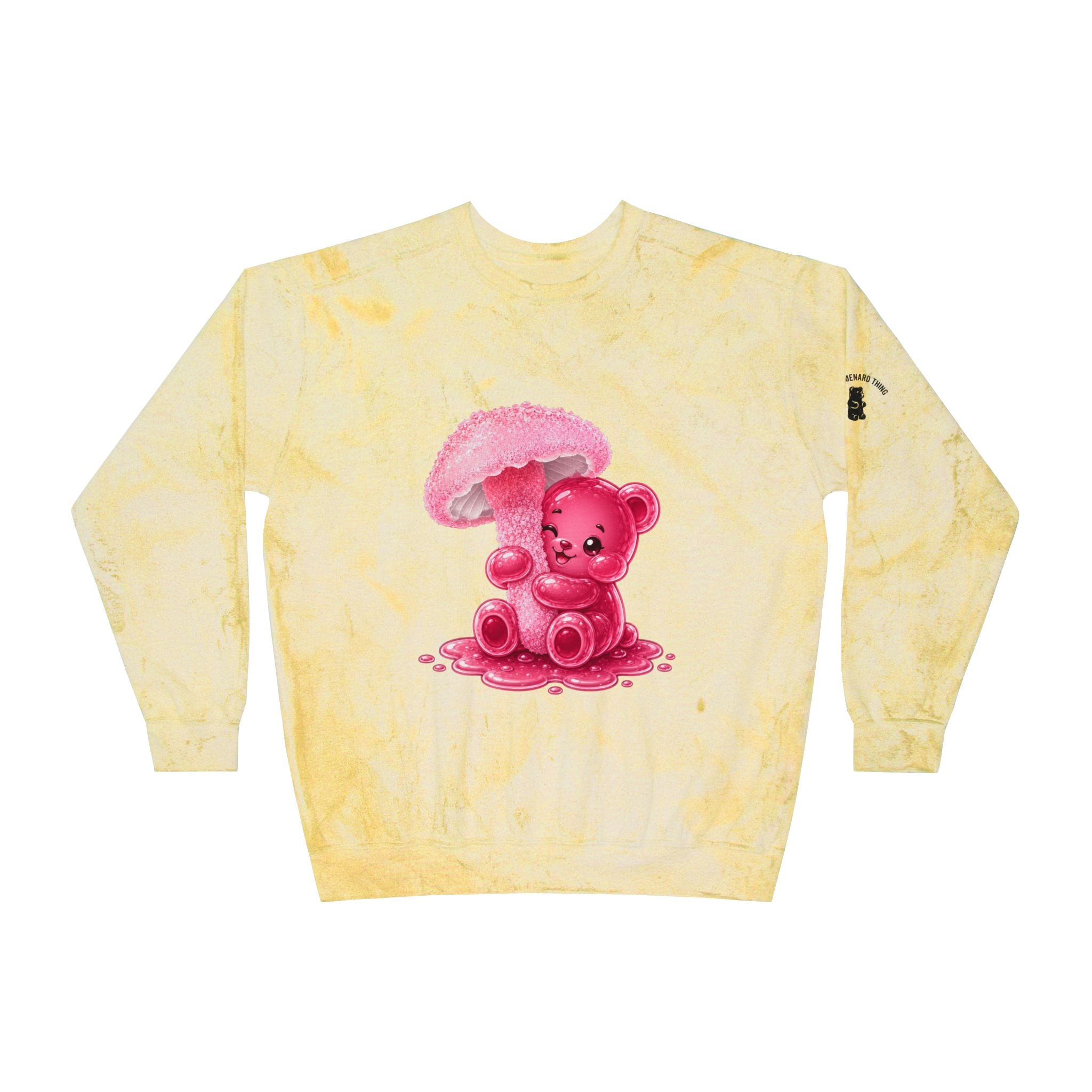 Special Pink Mushroom Oozy Bear Gummy Friend- Graphic Tie-Dye Sweater