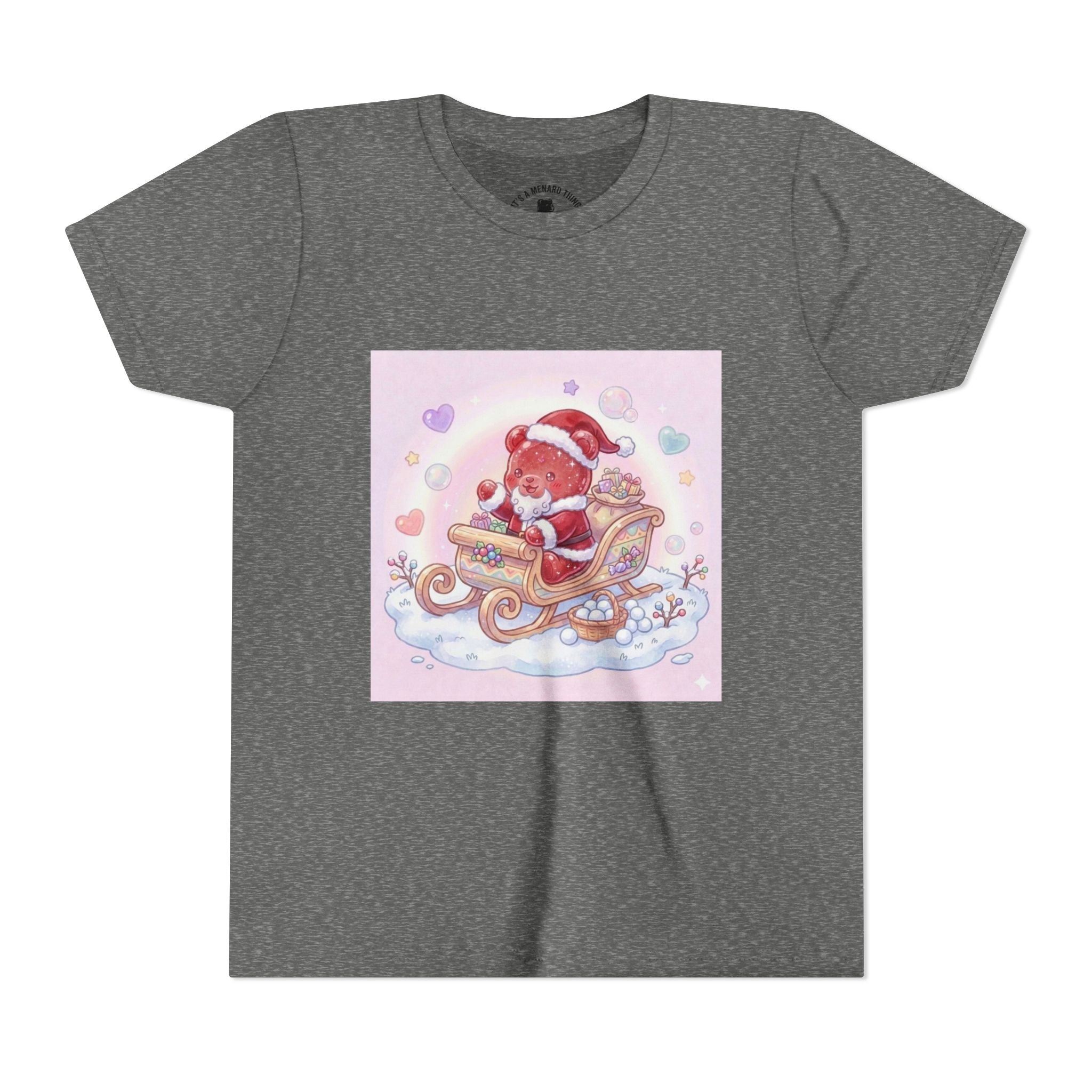 Cute Gooey Gummy Red Santa in Sleigh Holiday Shirt