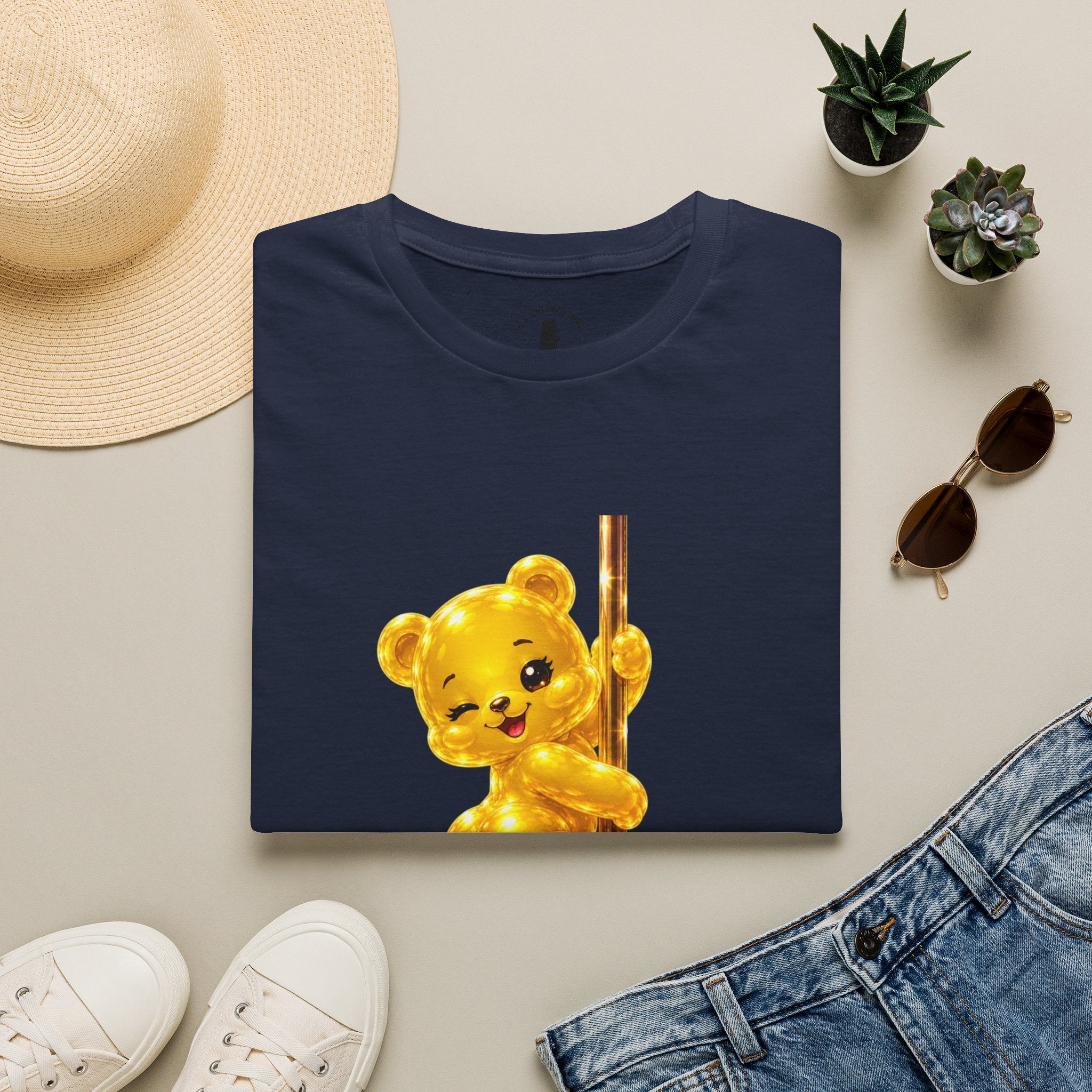 Gold Oozy Bear Gummy Thick Pole Dancer- Graphic Shirt (Adult Only!)