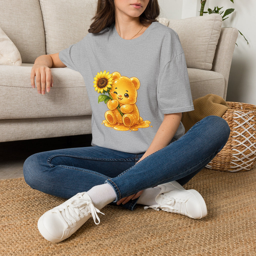 Blooming Sunflower, Yellow Bright Oozy Bear Gummy Friend Special Flower Addition- Graphic Shirt