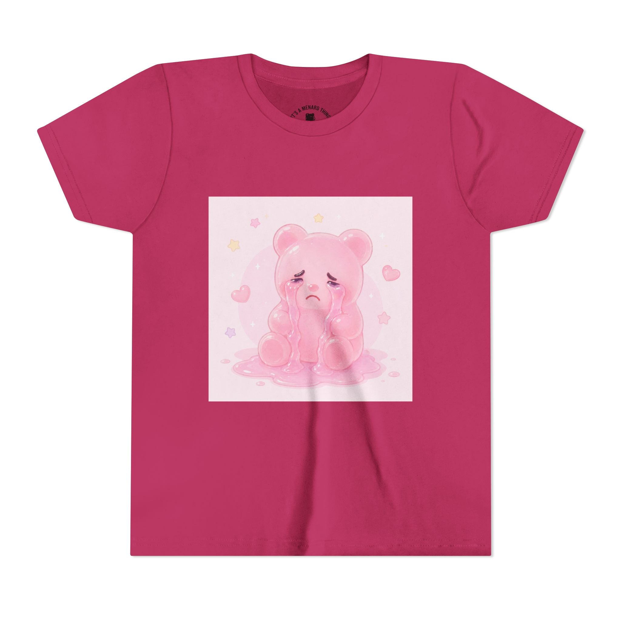 Pink Crying Gooey Gummy Bear Youth Tee – Cute Pastel Graphic Shirt