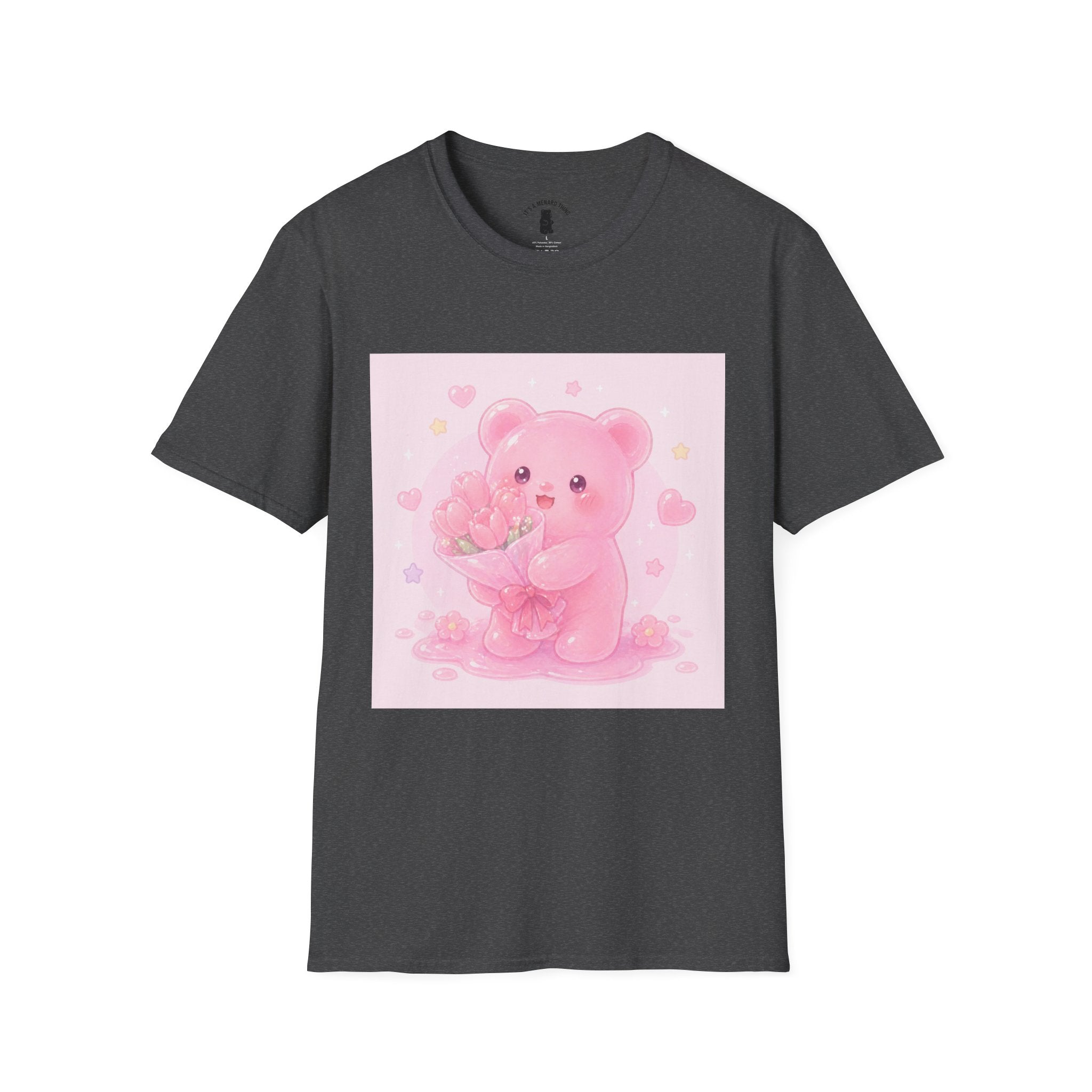 Gooey Pink Gummy Bear Bouquet T-Shirt — Kawaii Valentine Floral Tee
