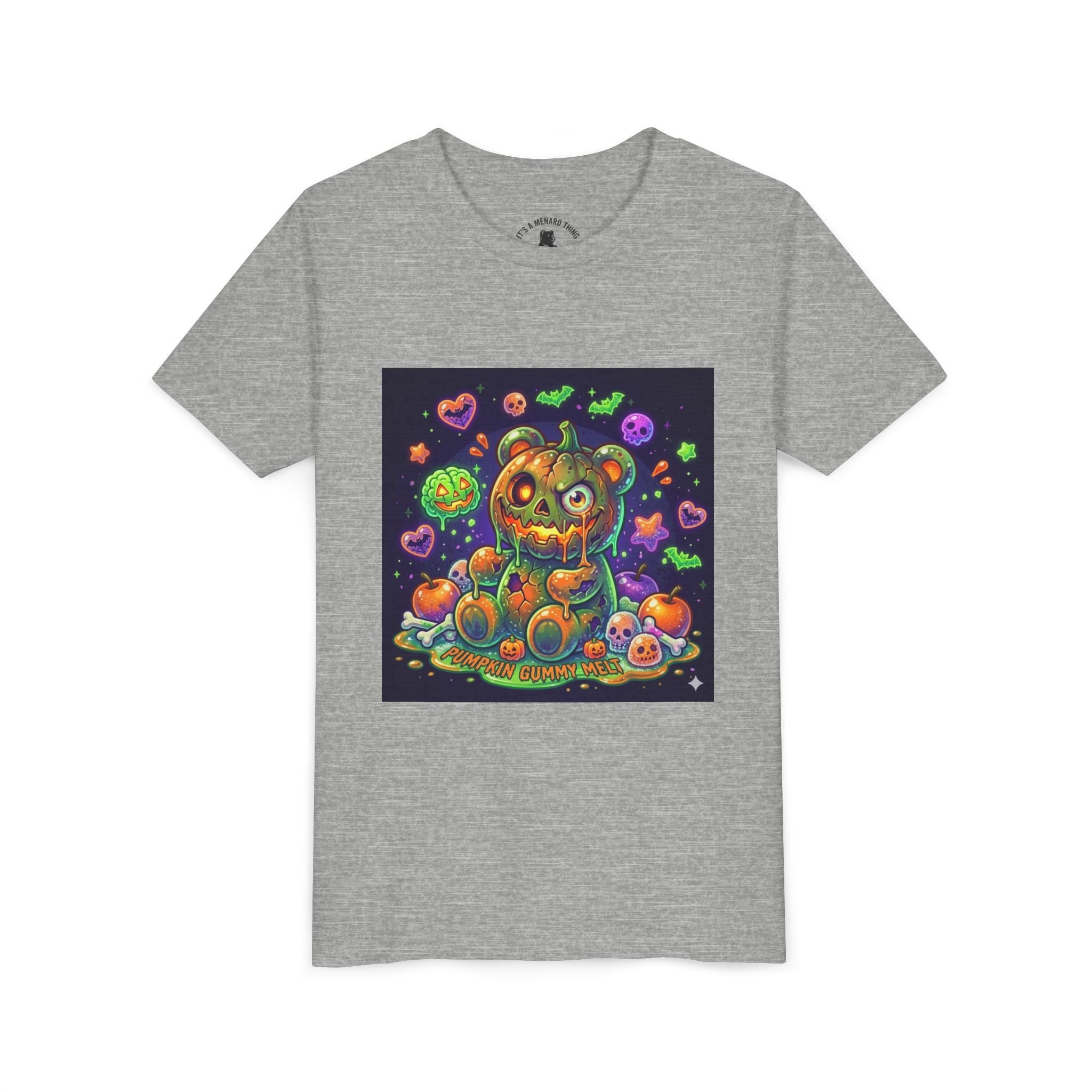 Cute Creepy Pumpkin Head Gooey Gummy Bear Halloween- Graphic Tee