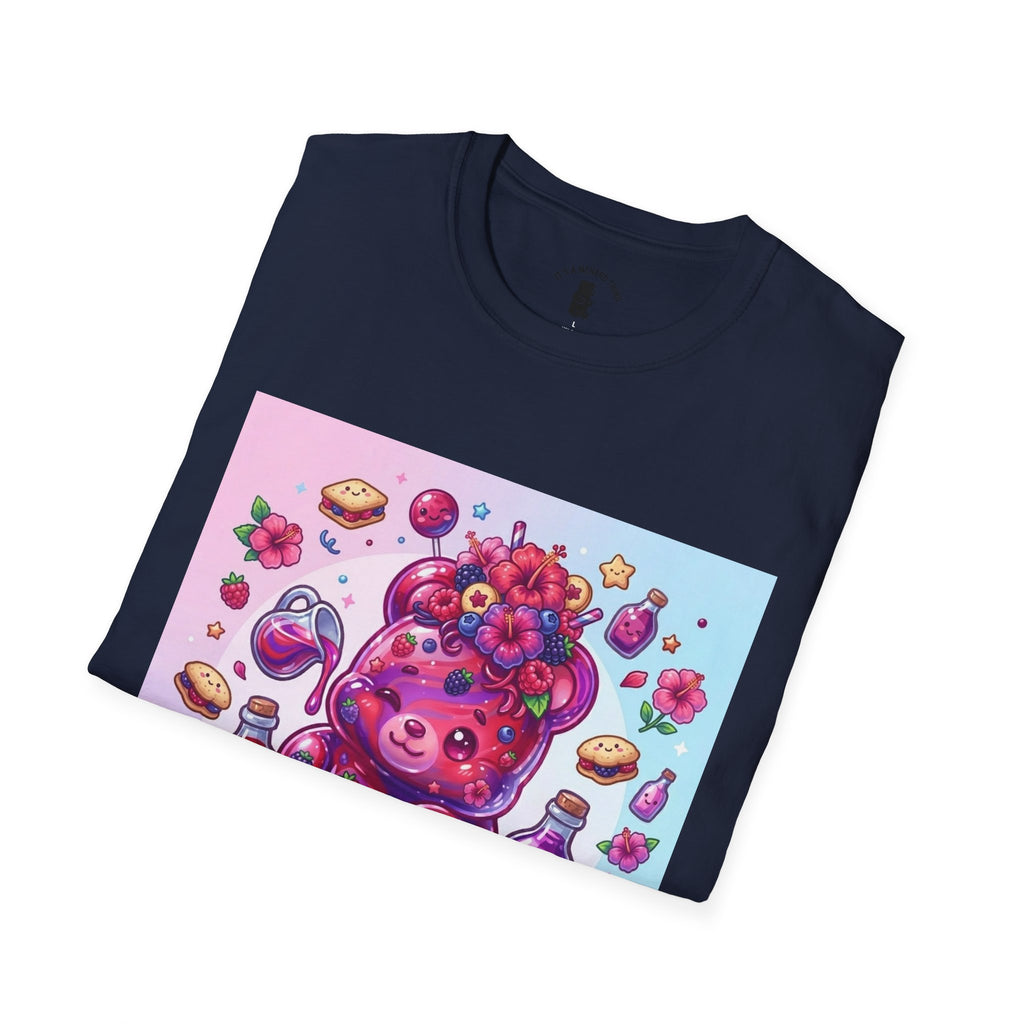 Hibiscus and Mixed Berry Jam, Exotic fruit Flower Gooey Gummy — Kawaii Illustrated T-Shirt