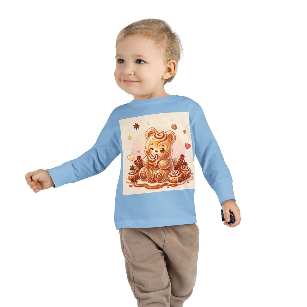 Cinnamon Roll Baked Goods, Sweet Oozy Bear Gummy Friend- Kids Graphic Long Sleeve Shirt