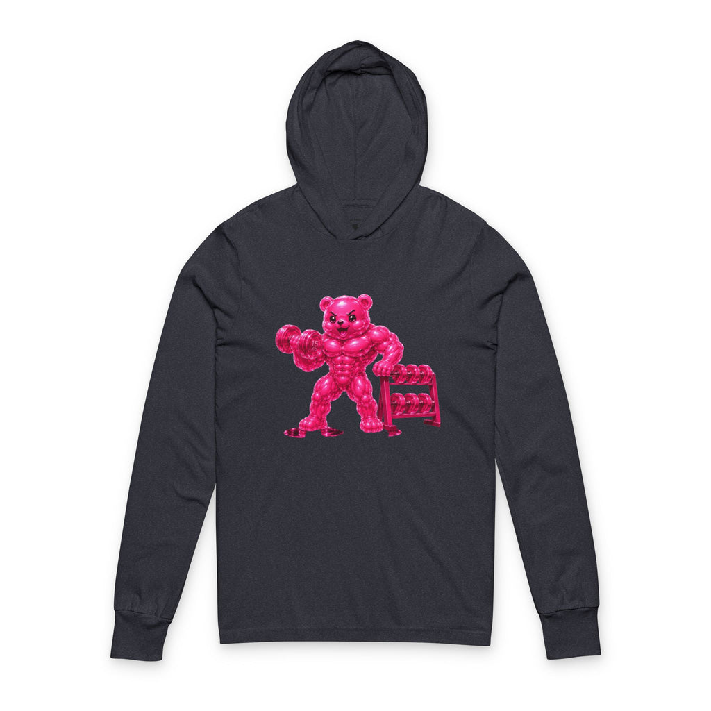 Weightlifter, Neon Pink Oozy Buff Bear Gummy Gym Addition- Adult Workout Sweatshirt