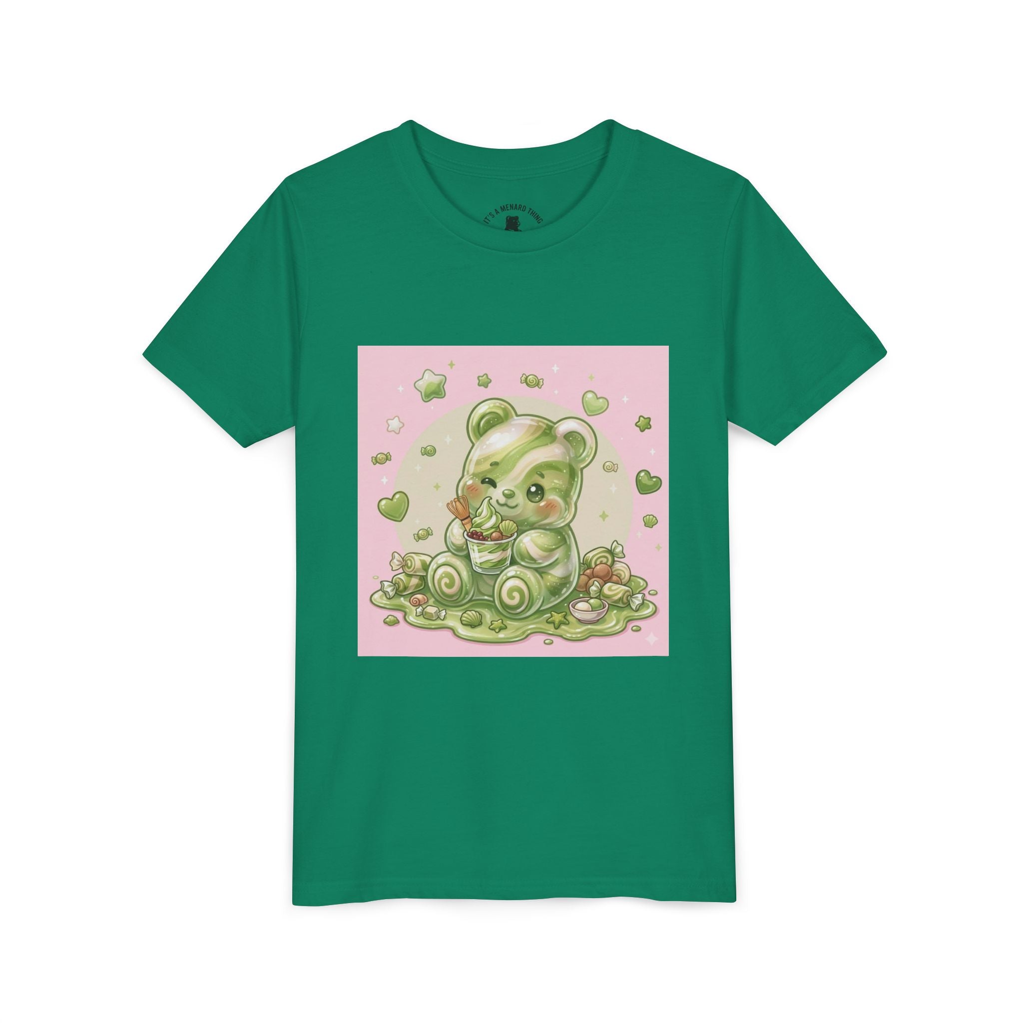 Matcha and Cream Gooey Gummy Bear Graphic Youth T-Shirt