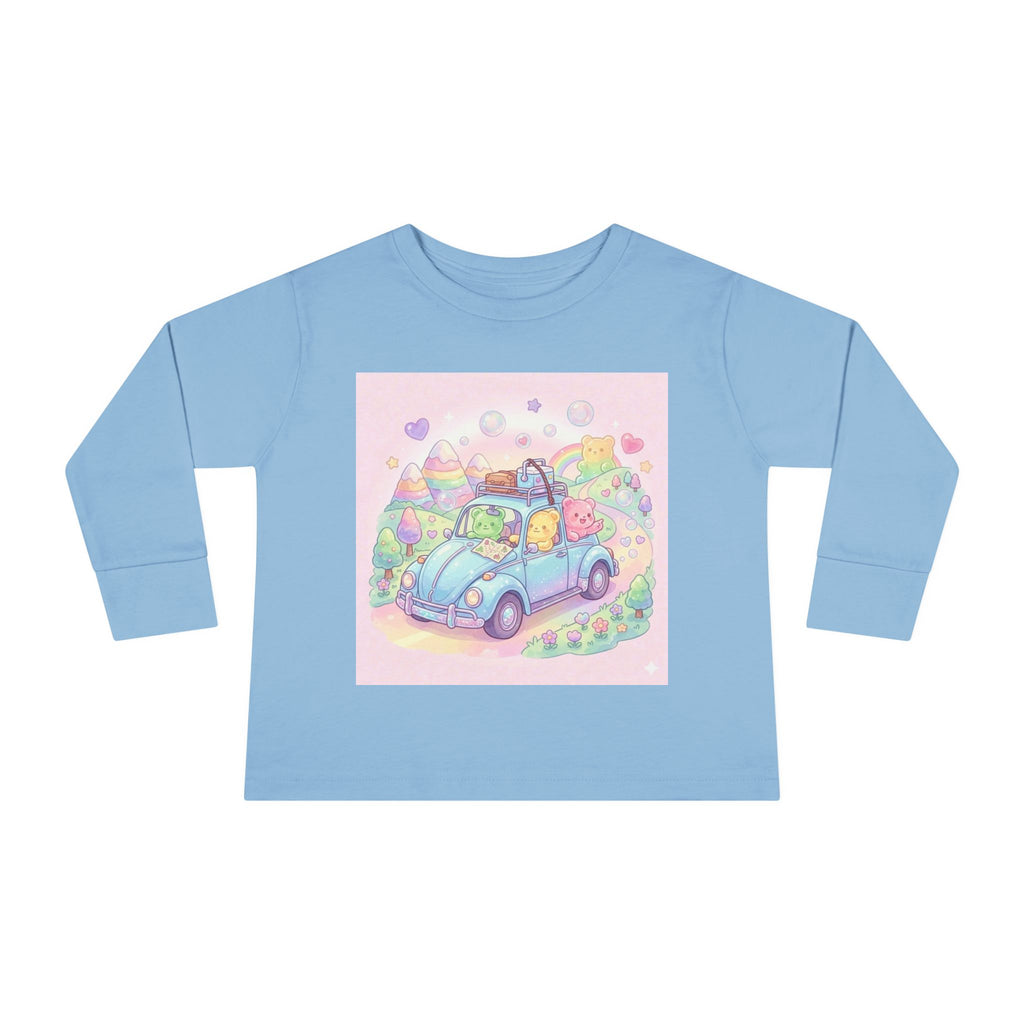 Pastel Car Ride Trip, Oozy Bear Group Friends- Graphic Long Sleeve Shirt