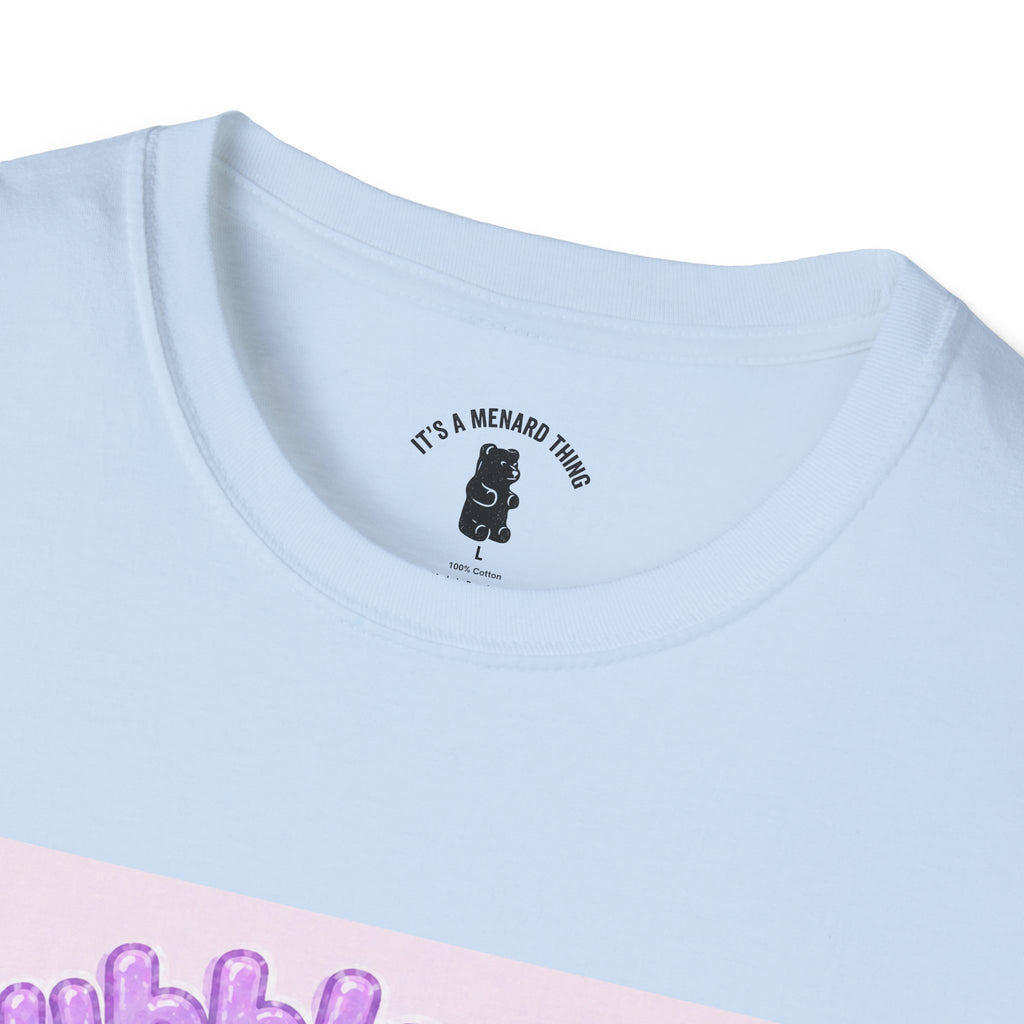 "Bubble Baby" Purple Gooey Gummy Bear — Cute Purple Boba Tea Graphic Tee