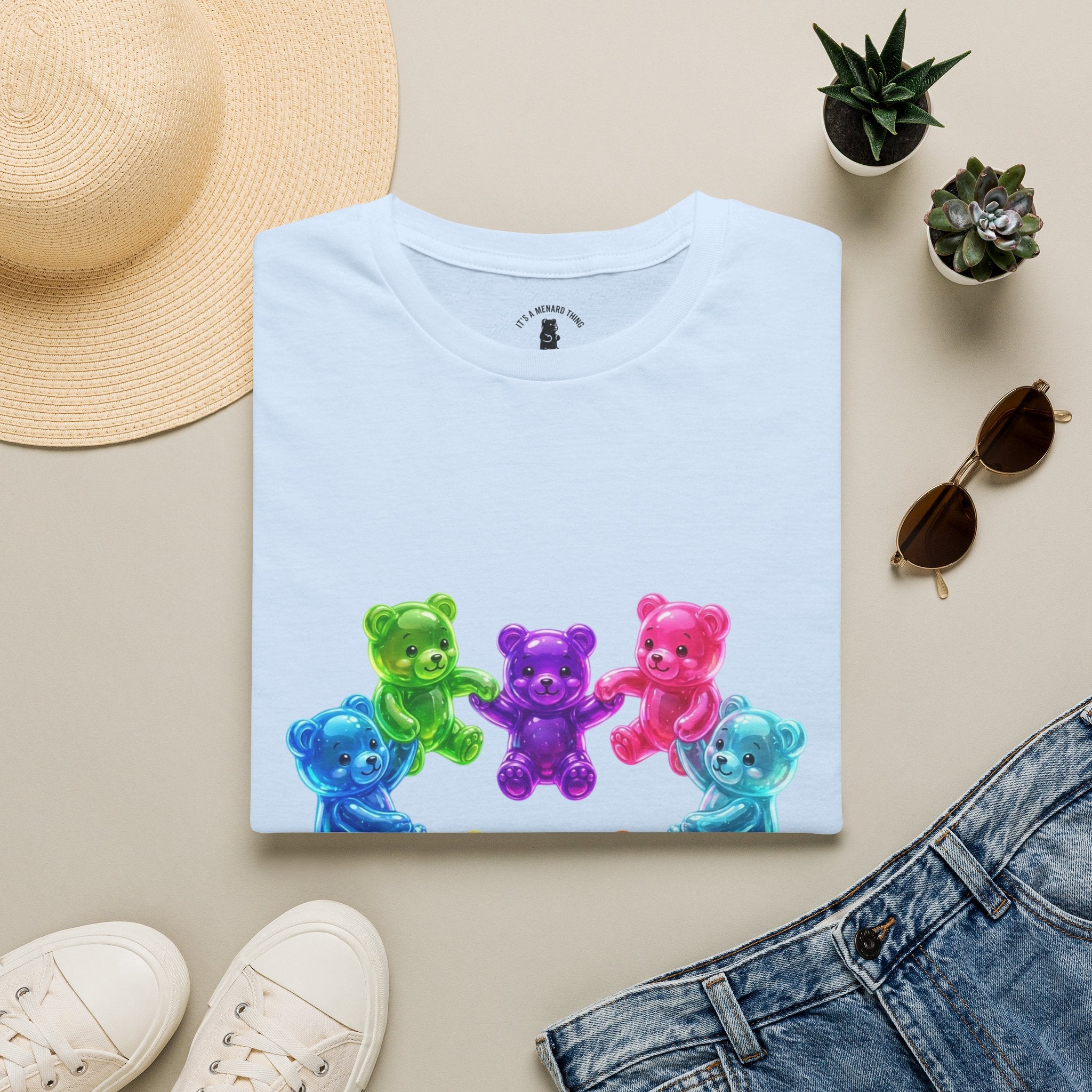 Holding Hands Into Heart Oozy Bear Gummy Friends- Graphic Shirt