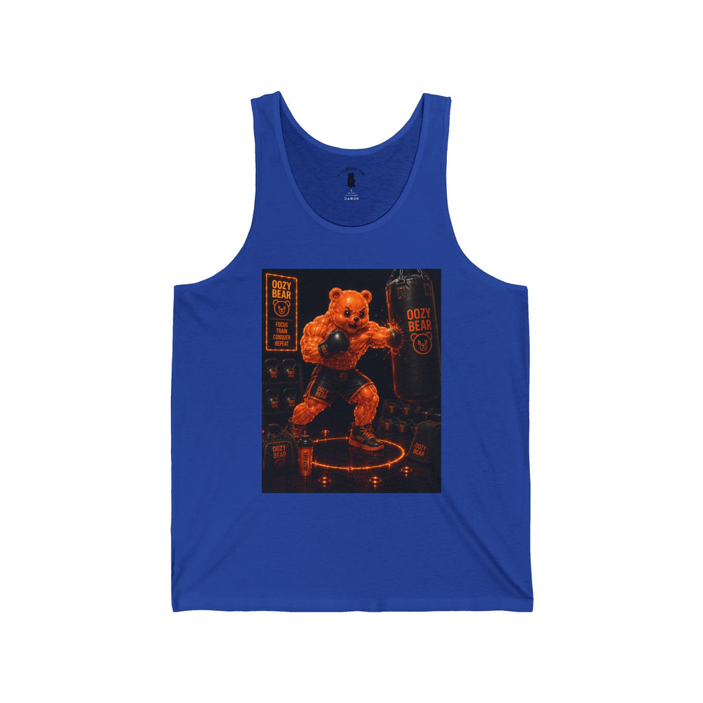Punching Bag Workout, Orange Oozy Buff Bear Gummy Gym Addition- Adult Graphic Tank Top