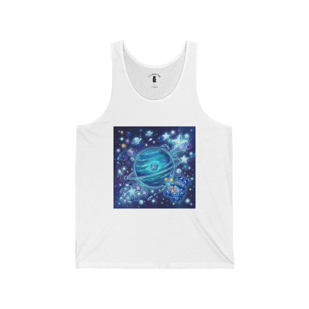 Lets Take a Swim to Neptune, Blue Crystal Gooey Gummy Bear— Kawaii Graphic Tank Top