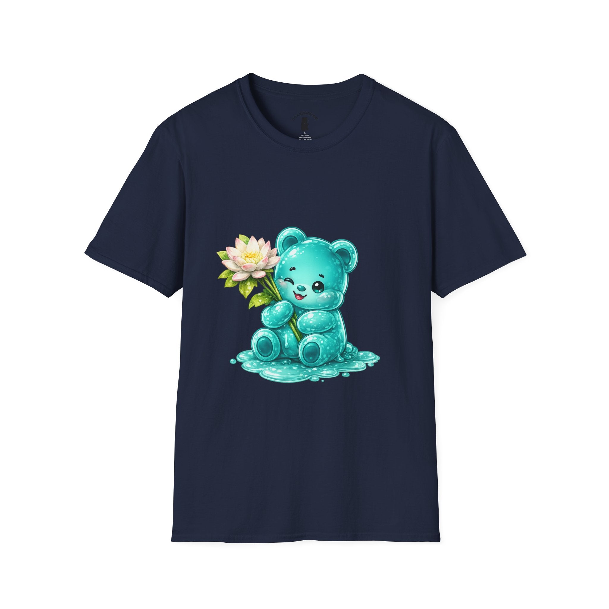 Beautiful Lotus Flower Special, Teal Oozy Bear Gummy Friend- Graphic Shirt
