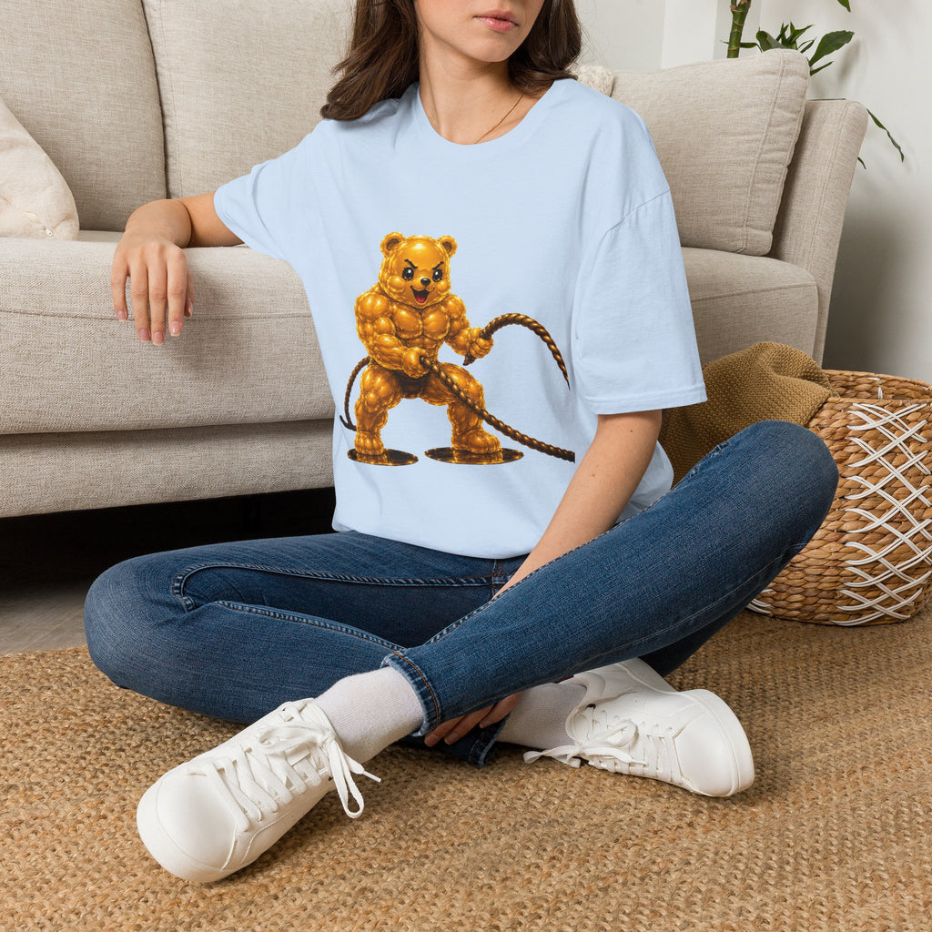 Rope Workout, Golden Yellow Oozy Buff Bear Gym Special- Adult Graphic Shirt (18+)